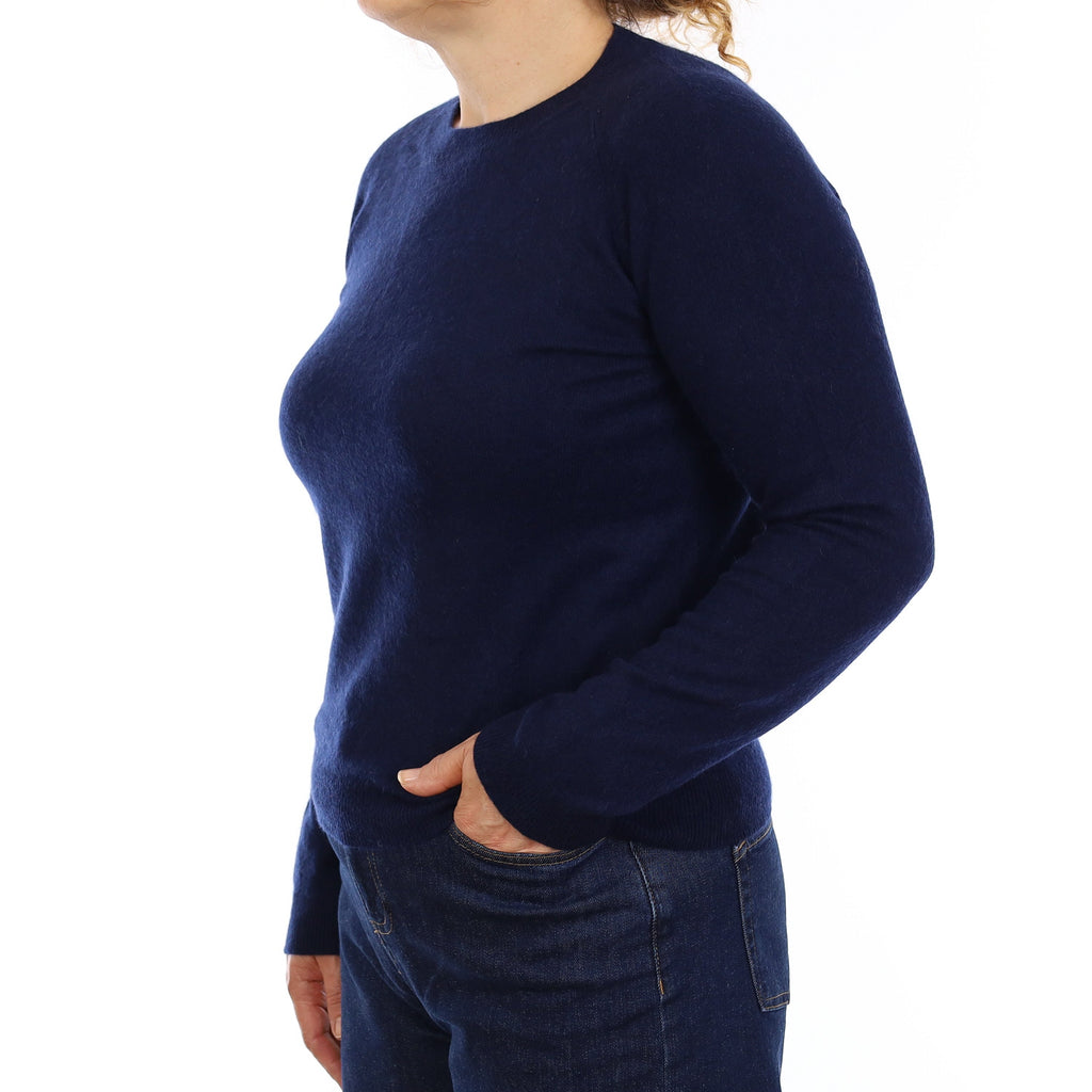 Navy Sweatshirt Style Cashmere Crew Neck Jumper Medium