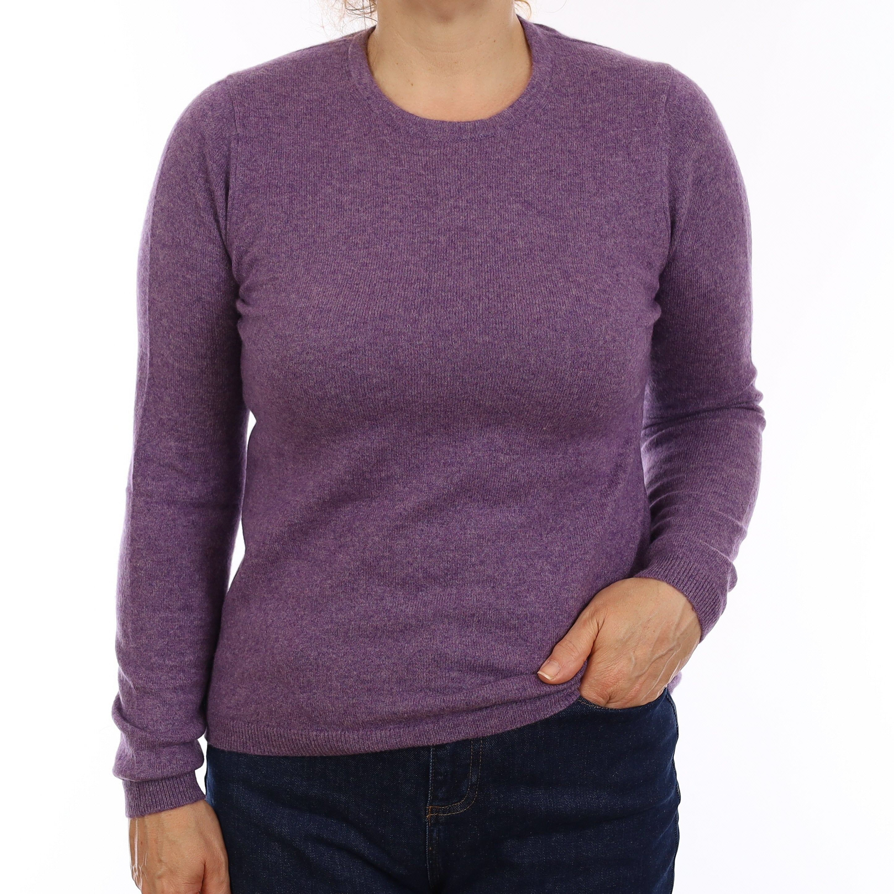 Wisteria Purple Cashmere Crew Neck Jumper Medium