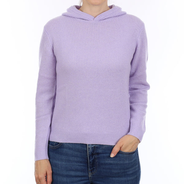 Brand New Pale Lavender Waffle Knit Cashmere Hoodie Jumper Small