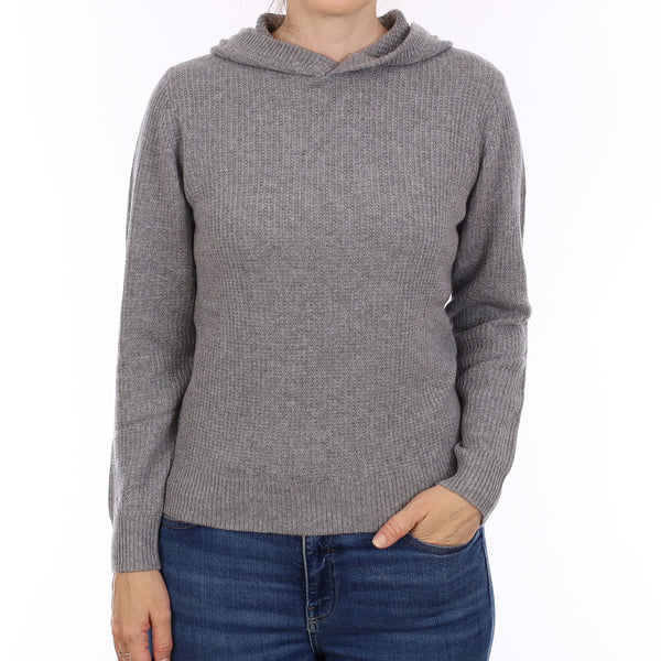 Brand New Smoke Grey Waffle Knit Cashmere Hoodie Jumper Small