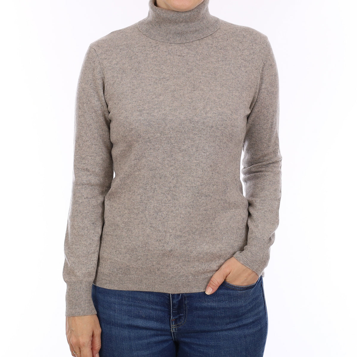 Smoke Grey Cashmere Turtleneck Jumper Small