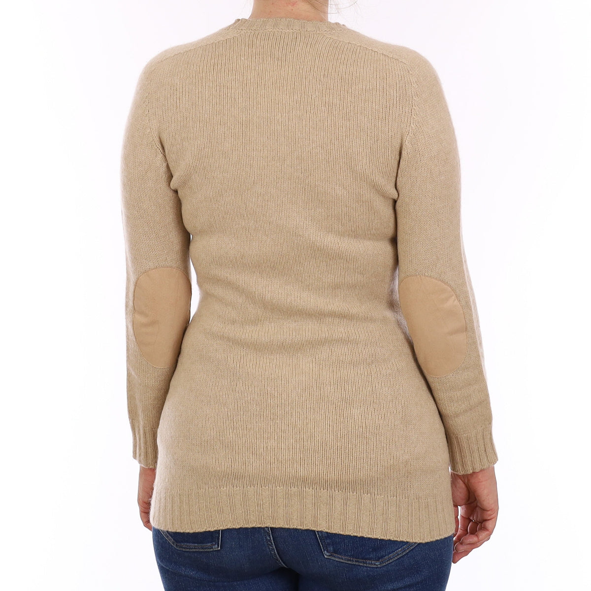 Italian Beige Chunky Knit Cashmere Crew Neck Jumper Small