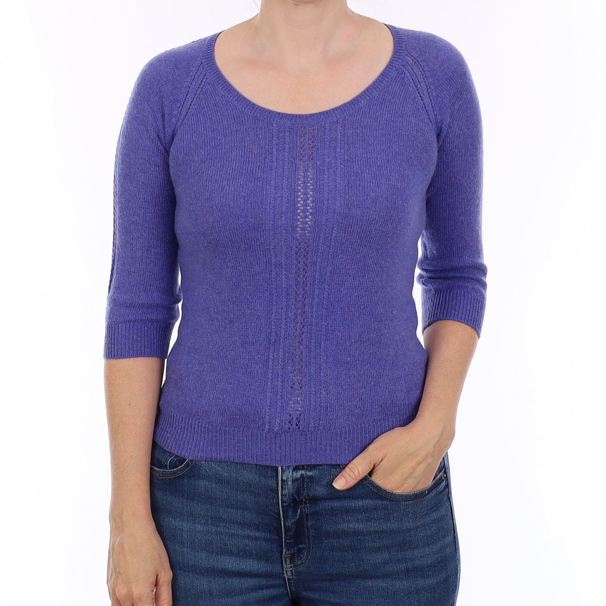 Brora Hyacinth Blue Cashmere Crew Neck Jumper Small
