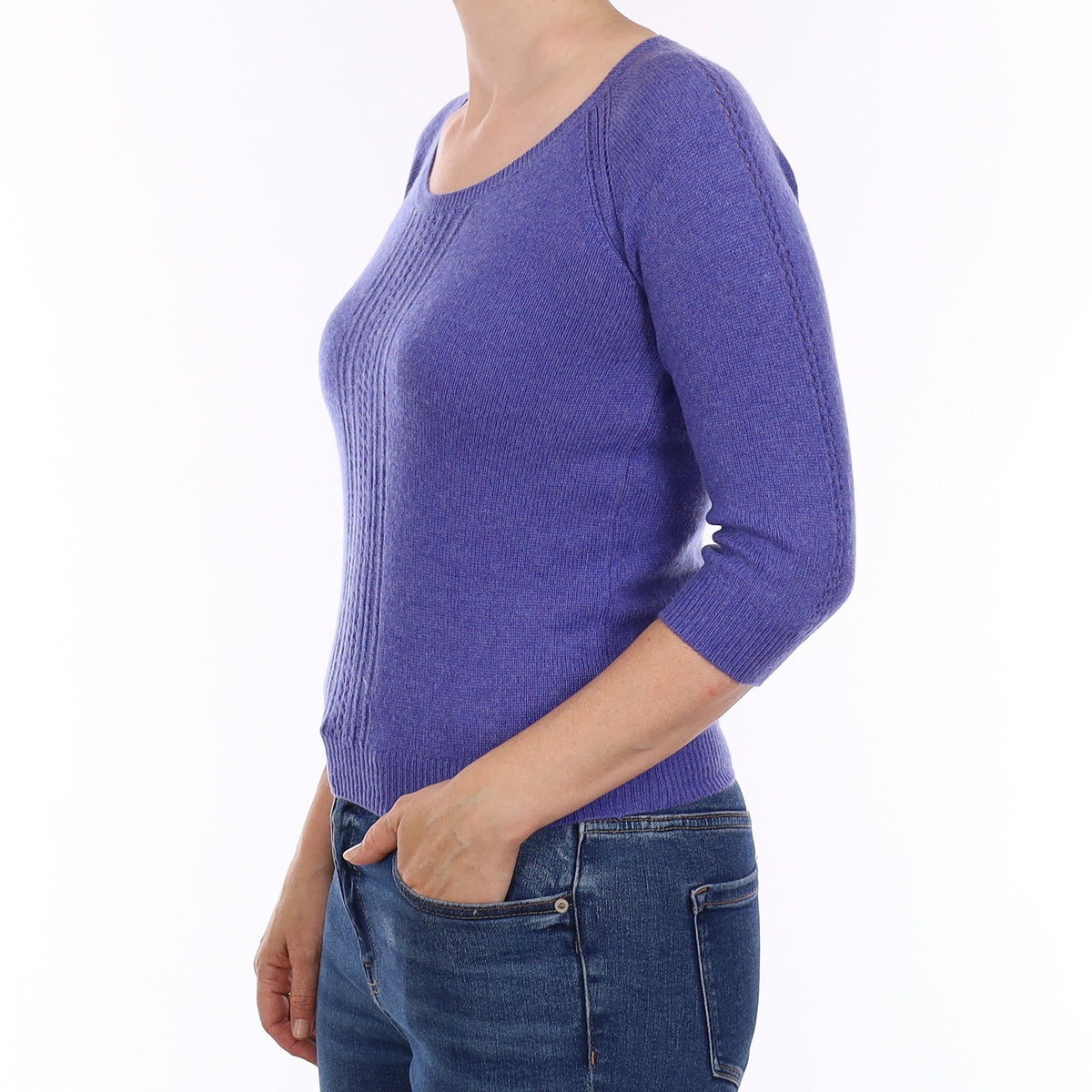 Brora Hyacinth Blue Cashmere Crew Neck Jumper Small