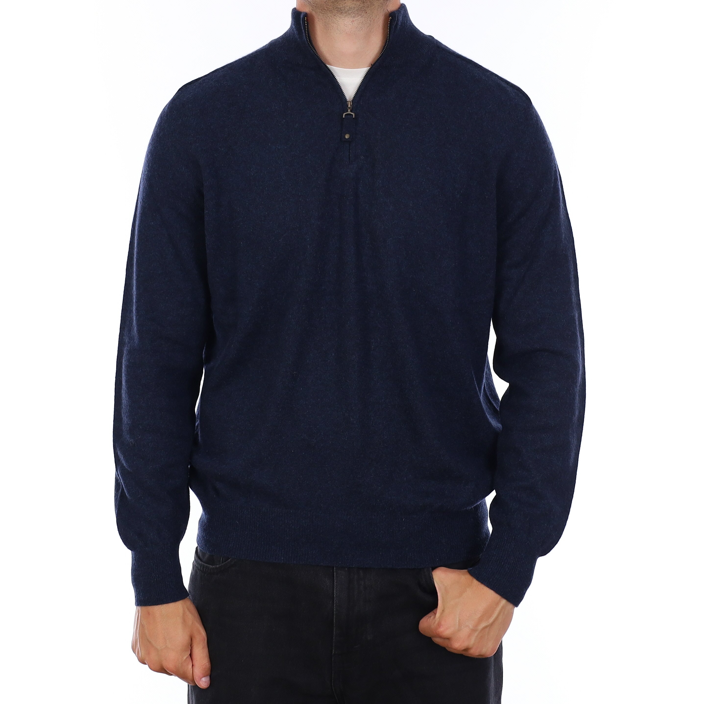 Men's Midnight Blue Cashmere 1/4 Zip Jumper XL