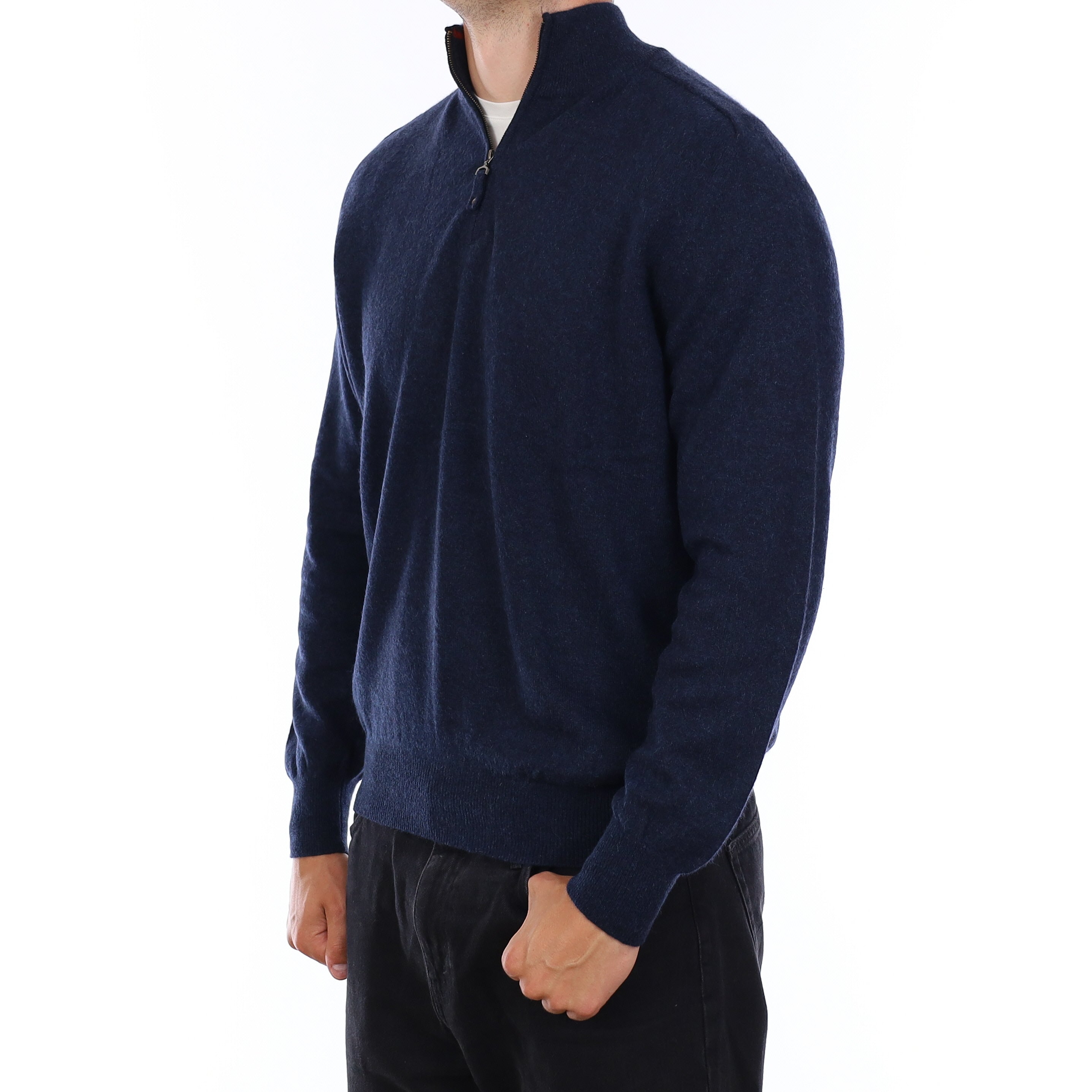 Men's Midnight Blue Cashmere 1/4 Zip Jumper XL