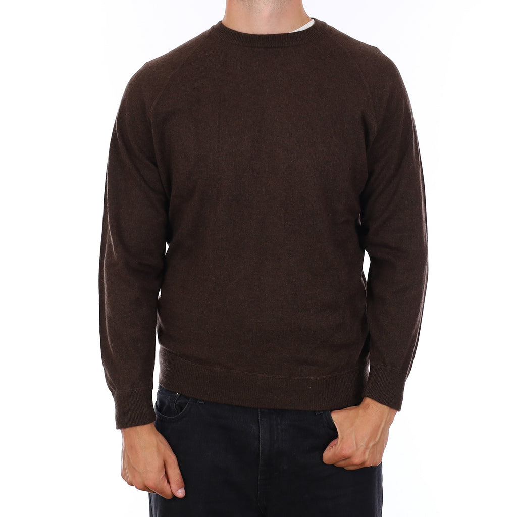 Men's Dark Chocolate Cashmere Crew Neck Jumper XL