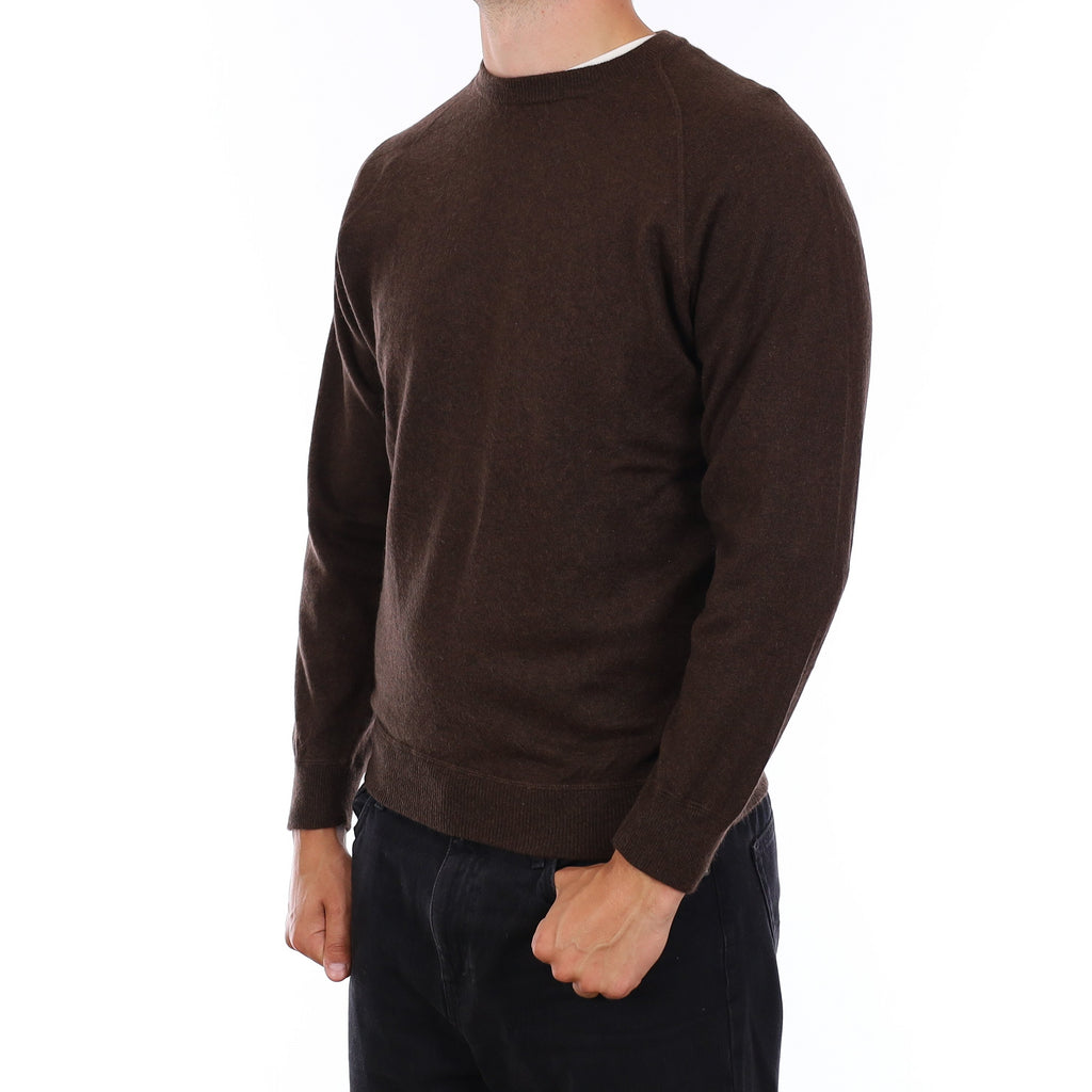 Men's Dark Chocolate Cashmere Crew Neck Jumper XL