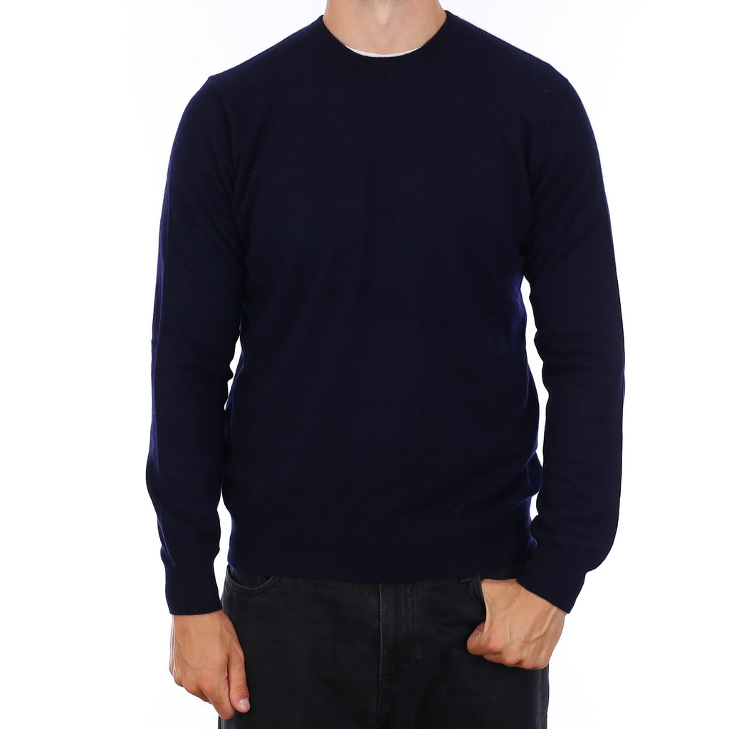 Men's Dark Navy Cashmere Crew Neck Jumper XL