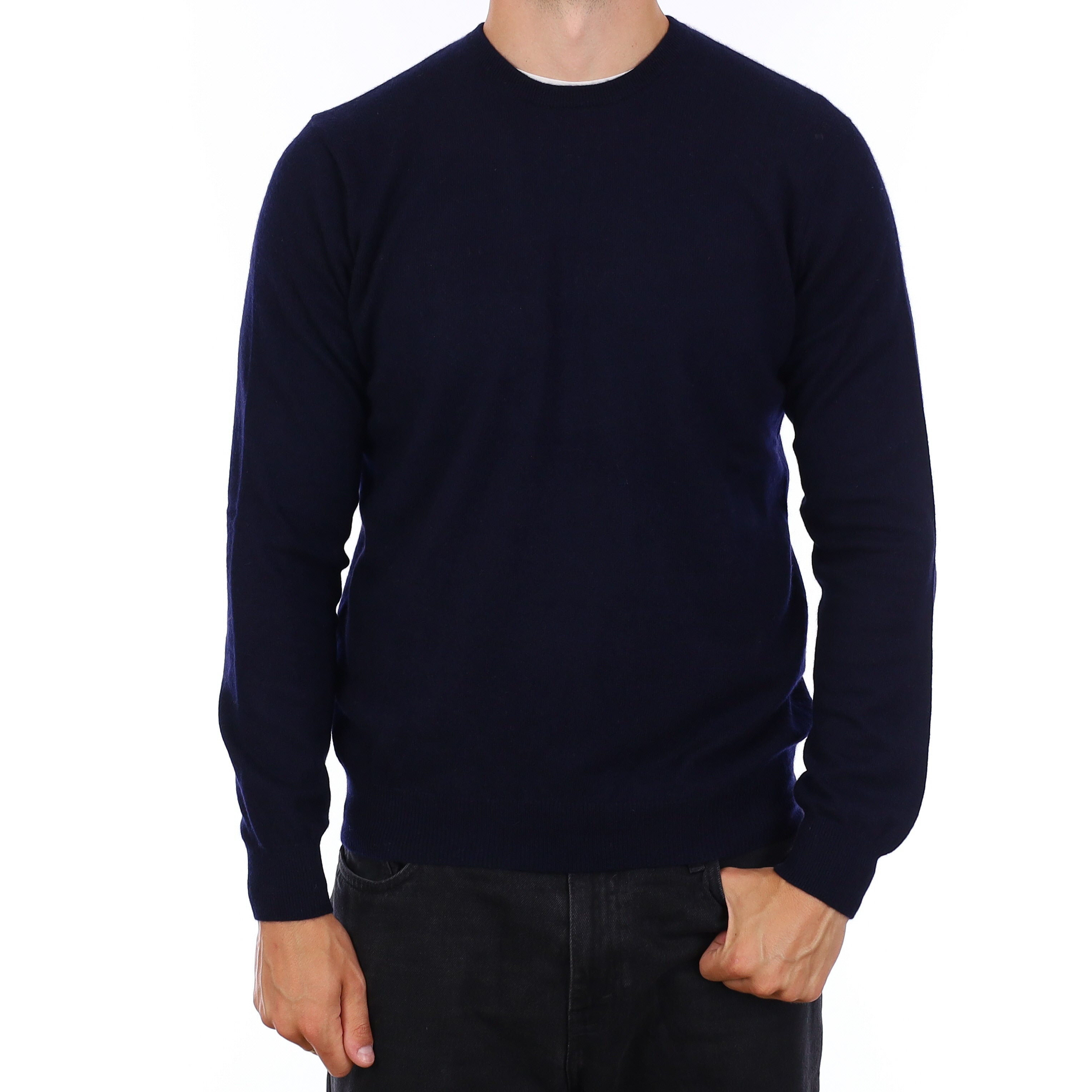 Men's Dark Navy Cashmere Crew Neck Jumper XL