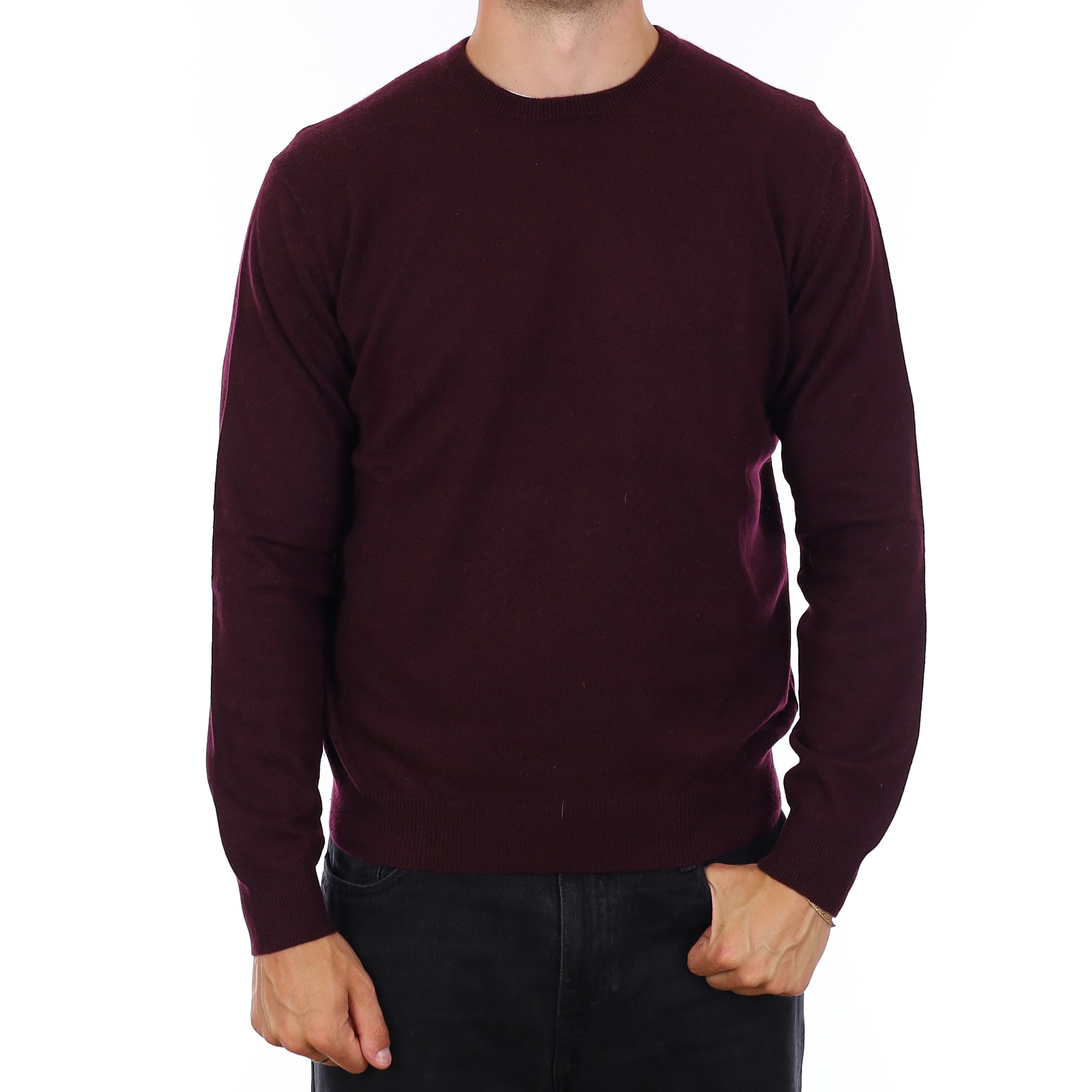 Men's Aubergine Purple Cashmere Crew Neck Jumper XL