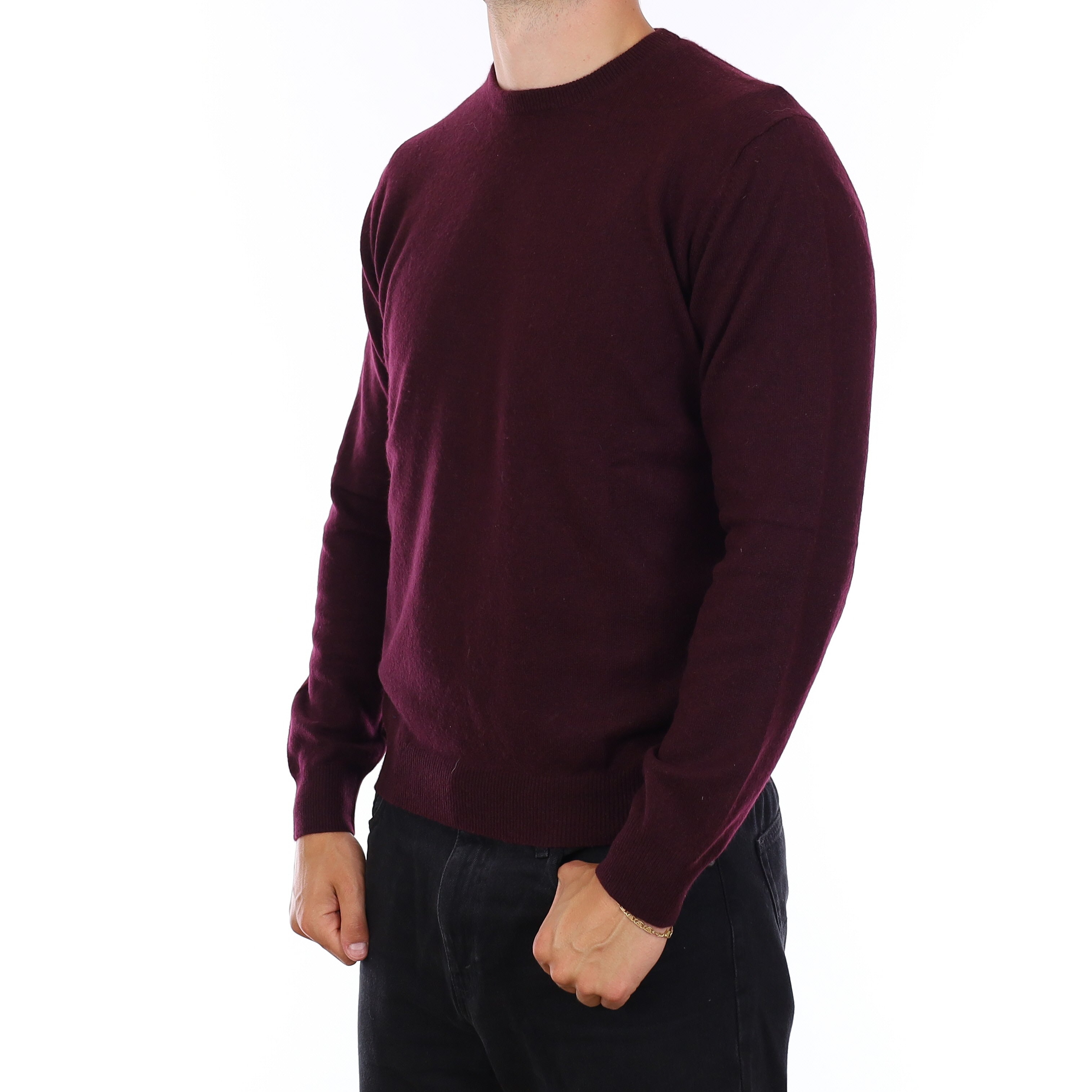 Men's Aubergine Purple Cashmere Crew Neck Jumper XL