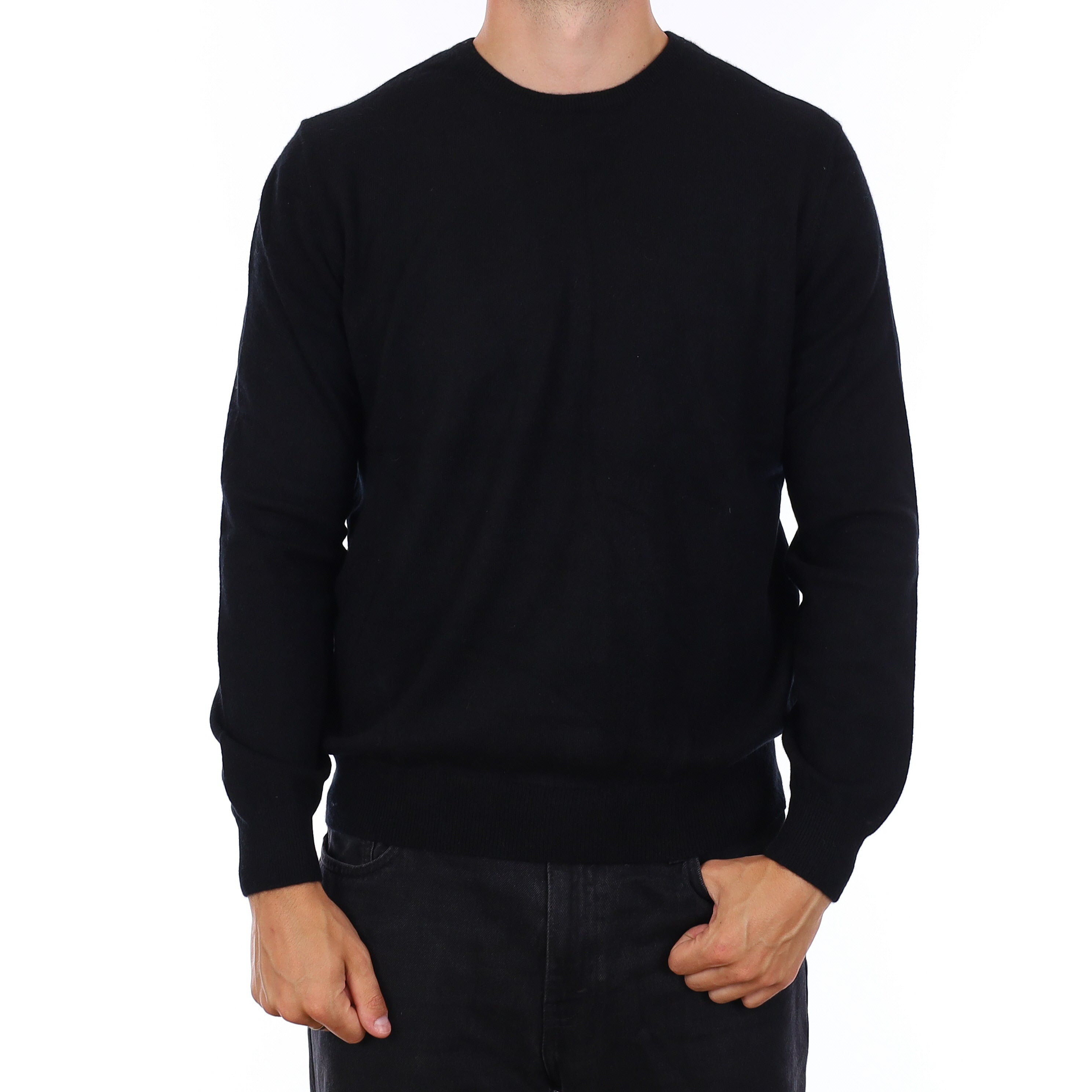 Men's Black Cashmere Crew Neck Jumper XL
