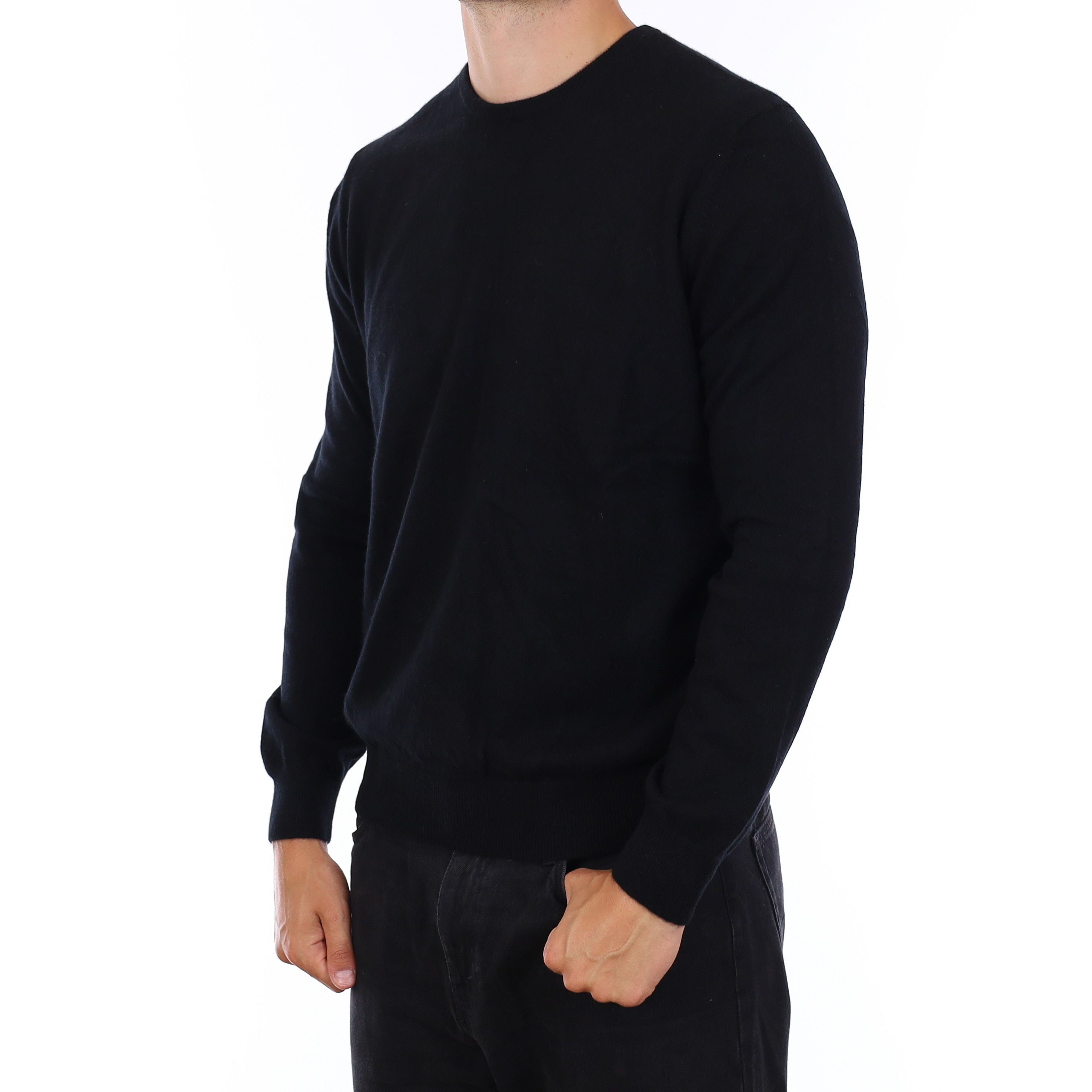 Men's Black Cashmere Crew Neck Jumper XL