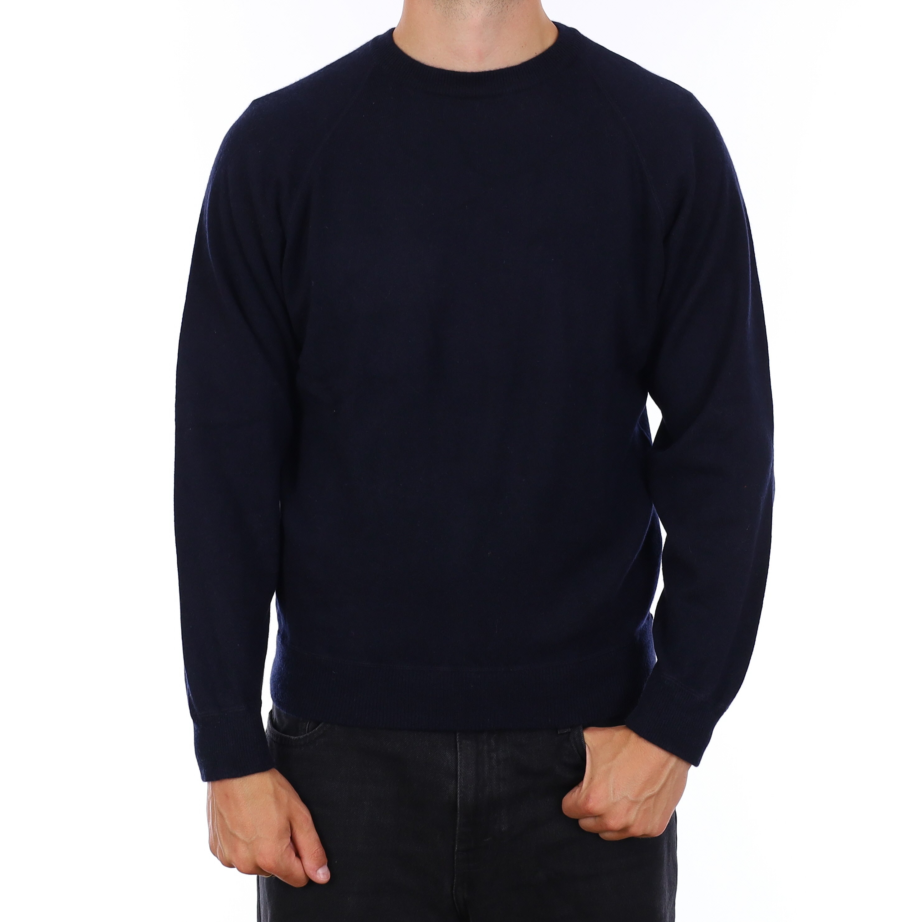 Men's Navy Blue Cashmere Crew Neck Jumper XL