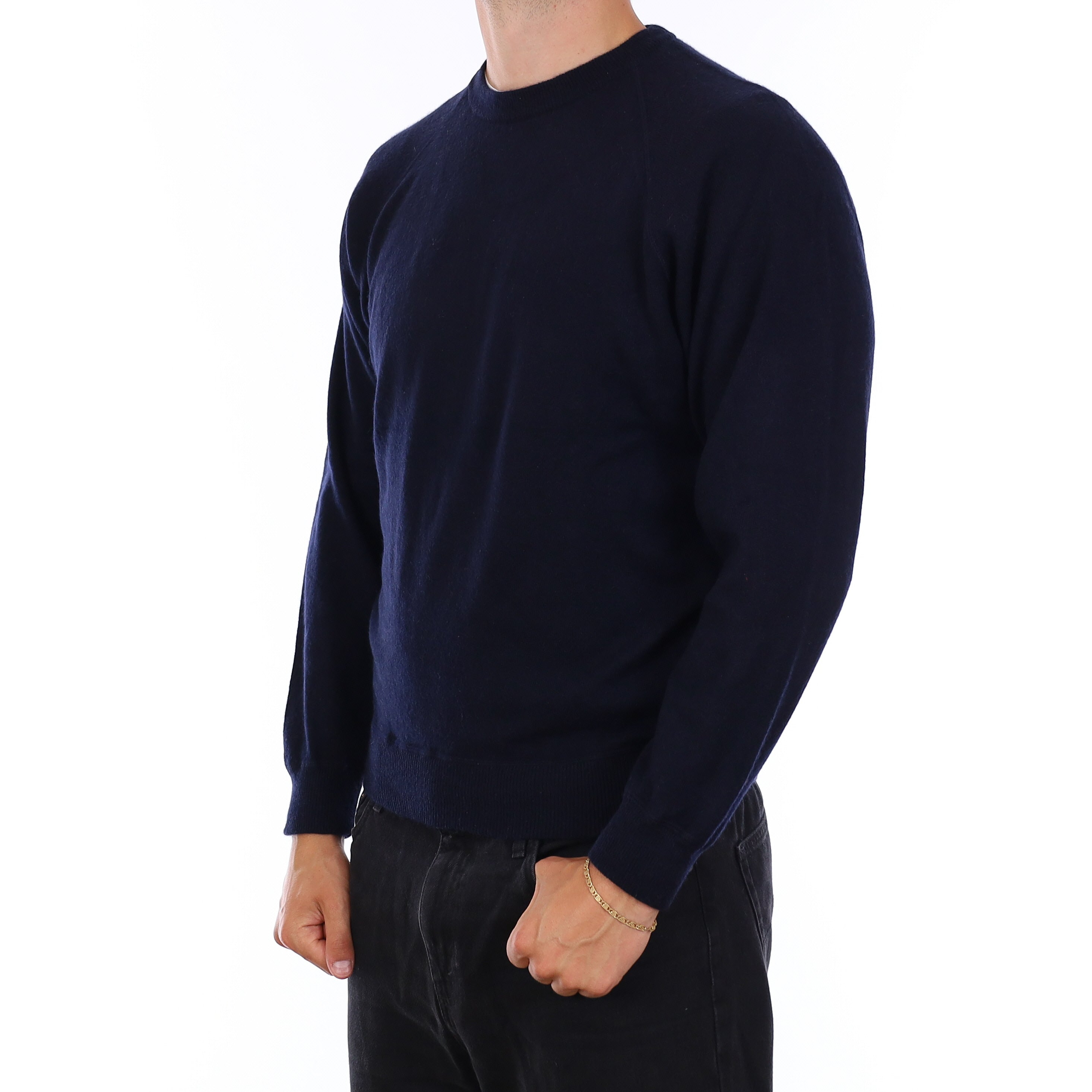 Men's Navy Blue Cashmere Crew Neck Jumper XL
