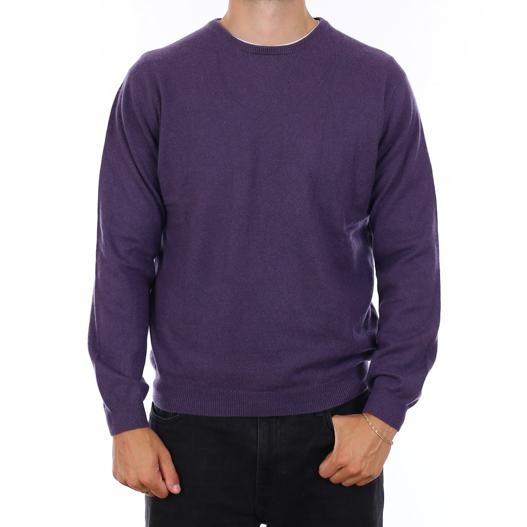 Men's Amethyst Purple Cashmere Crew Neck Jumper XL