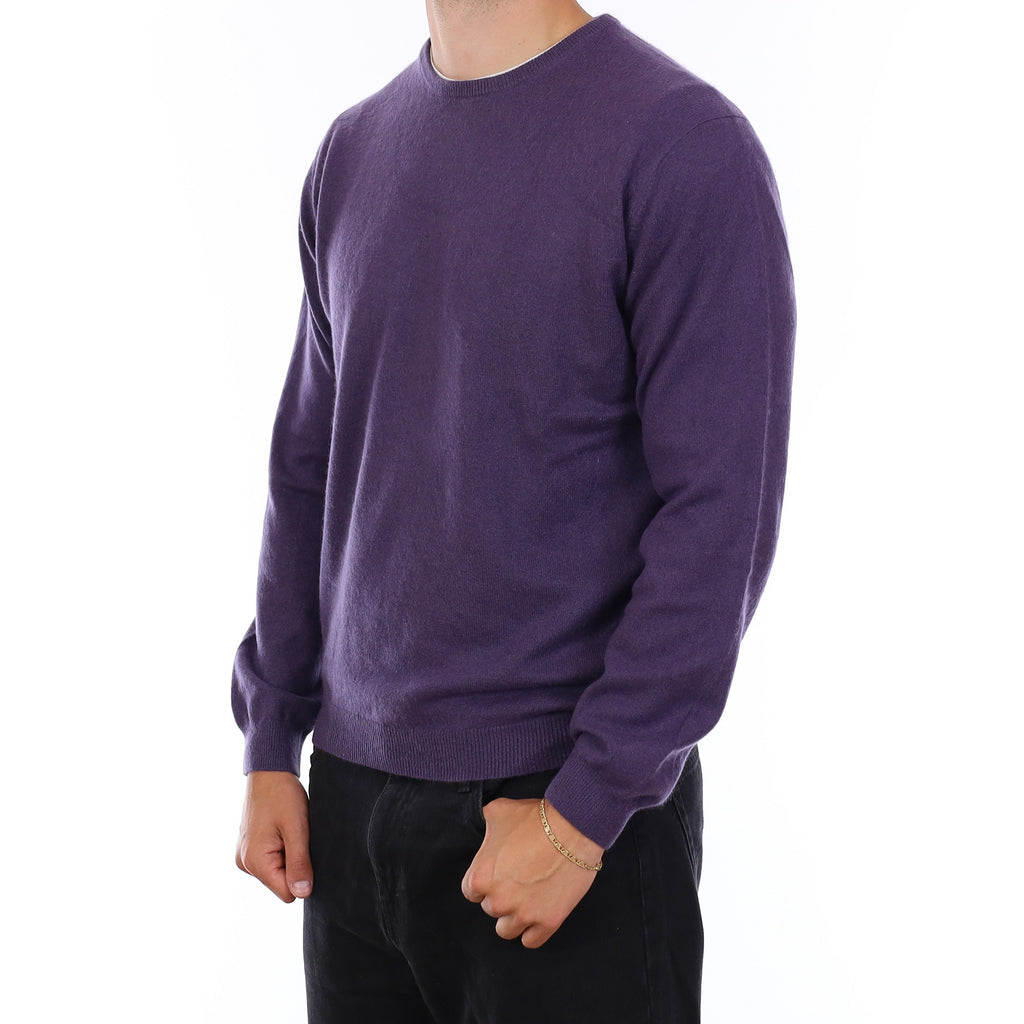 Men's Amethyst Purple Cashmere Crew Neck Jumper XL