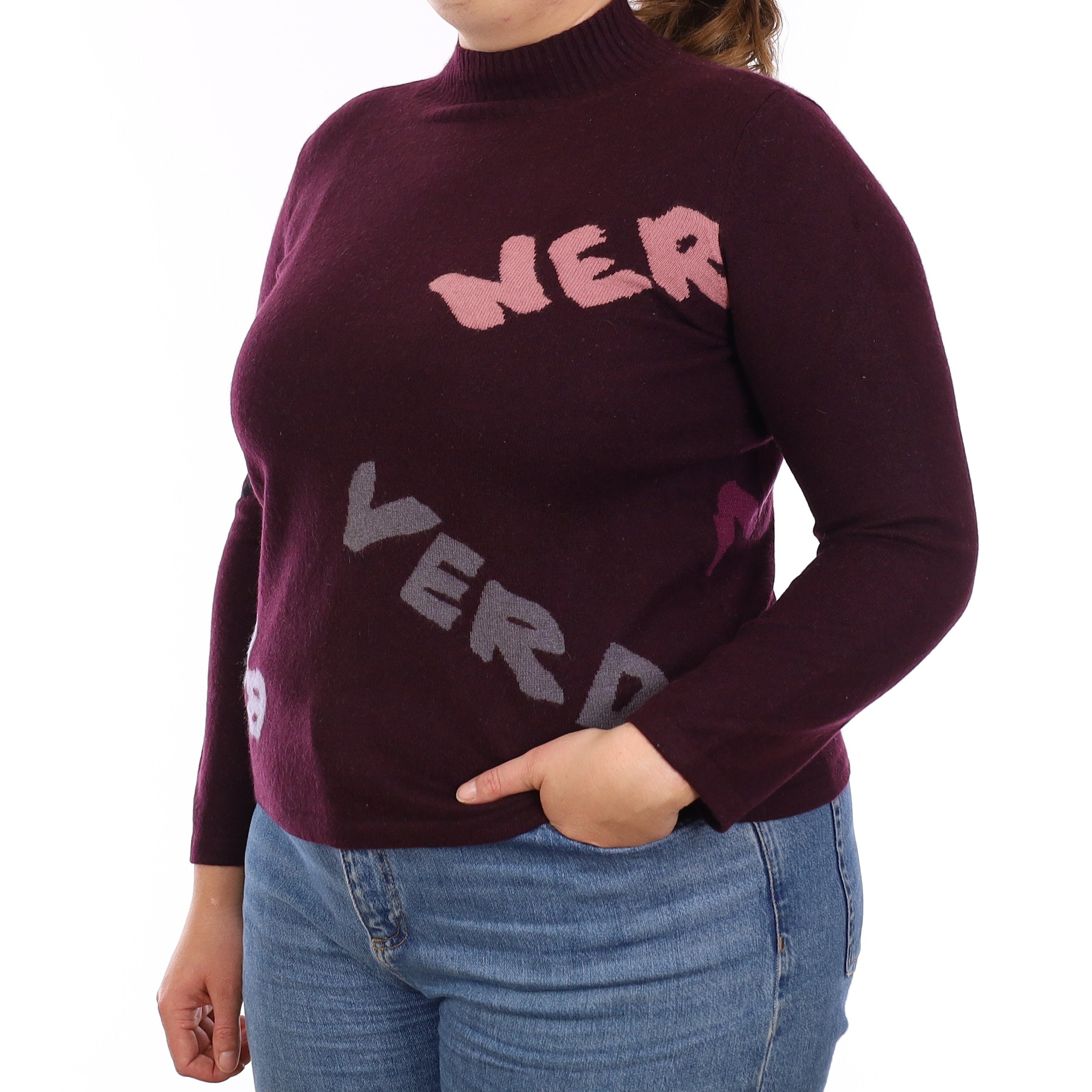 Aubergine Italian Colours Cashmere Turtleneck Jumper Large