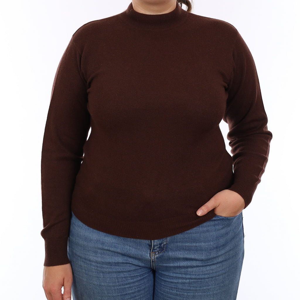 Chocolate Brown Cashmere Turtleneck Jumper Large