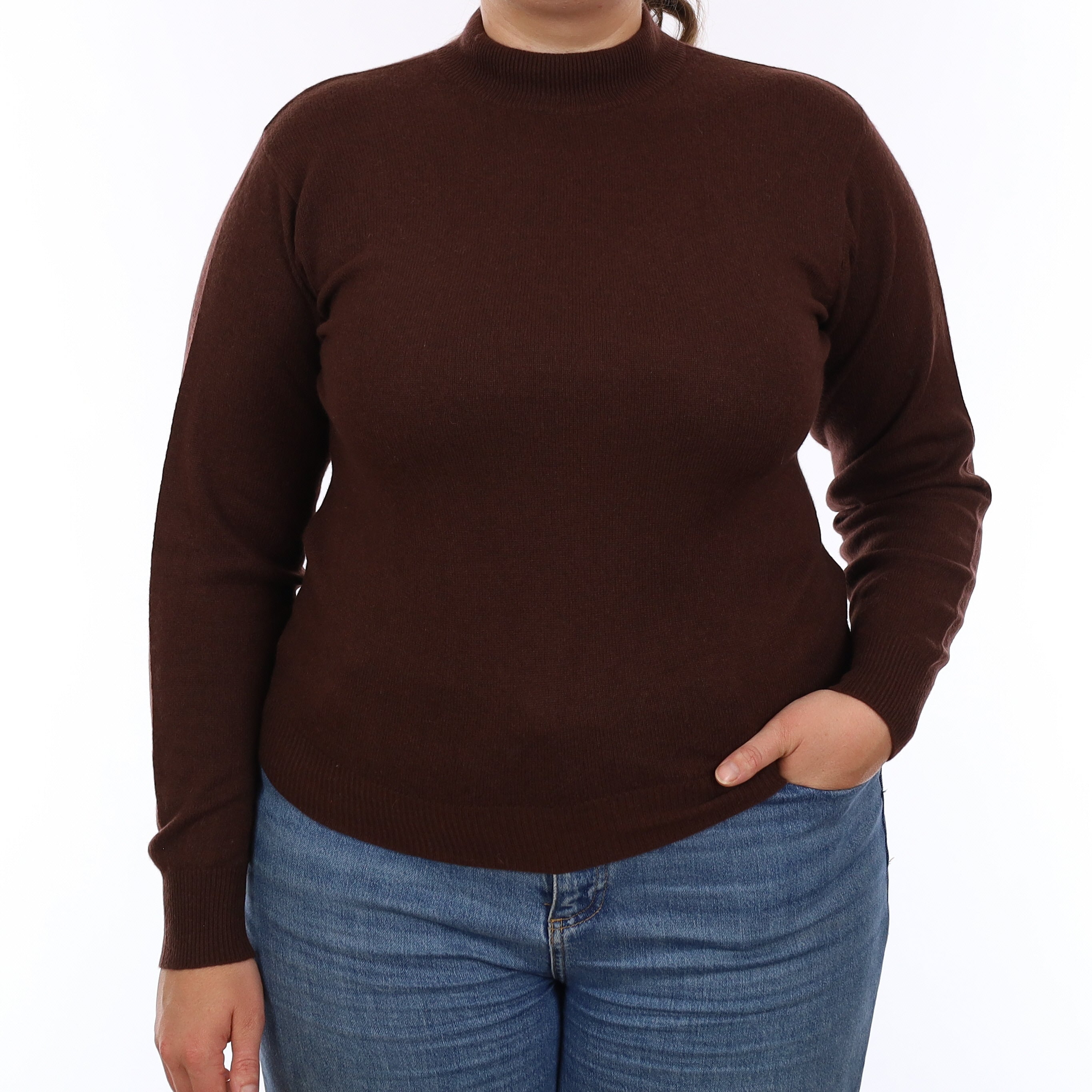 Chocolate Brown Cashmere Turtleneck Jumper Large