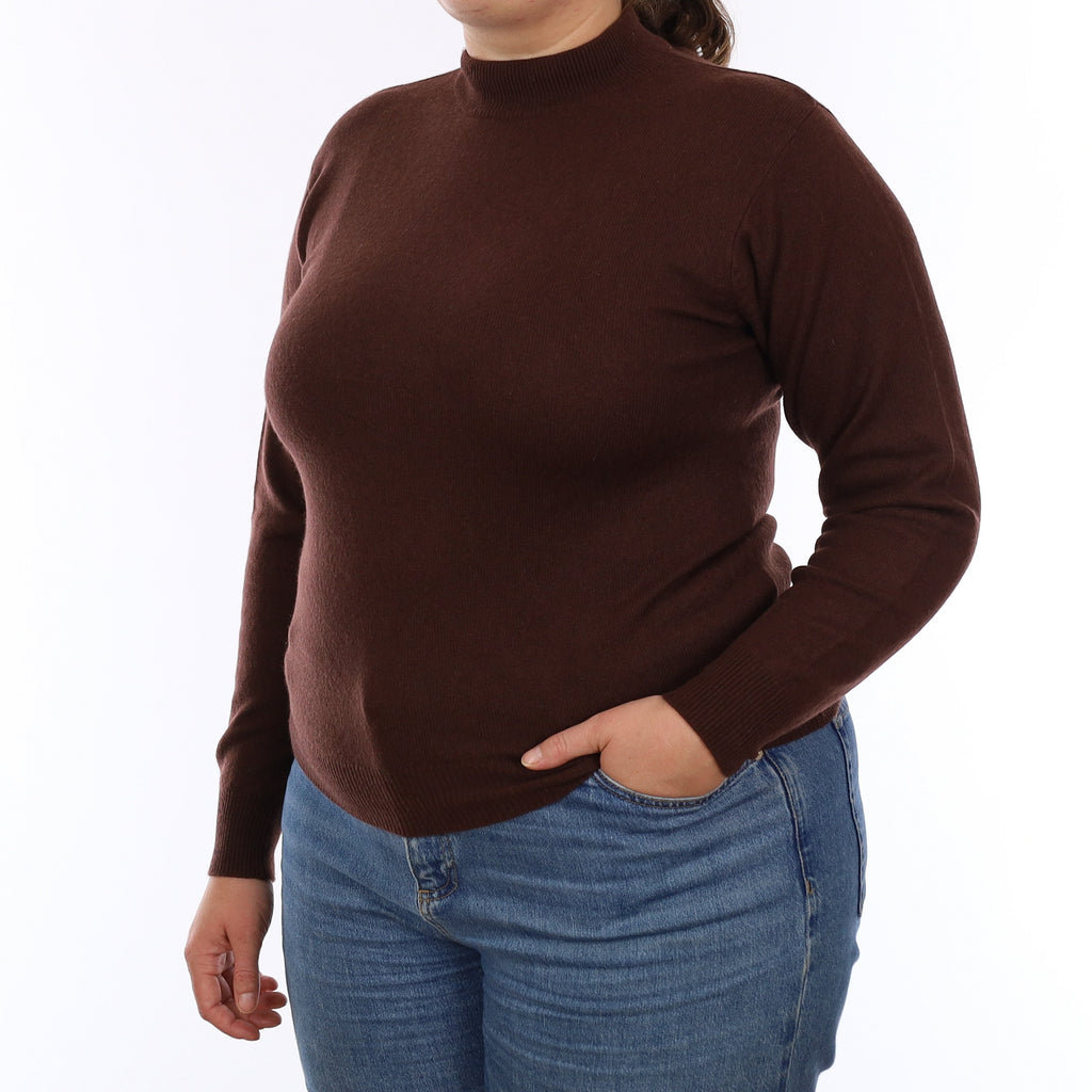 Chocolate Brown Cashmere Turtleneck Jumper Large