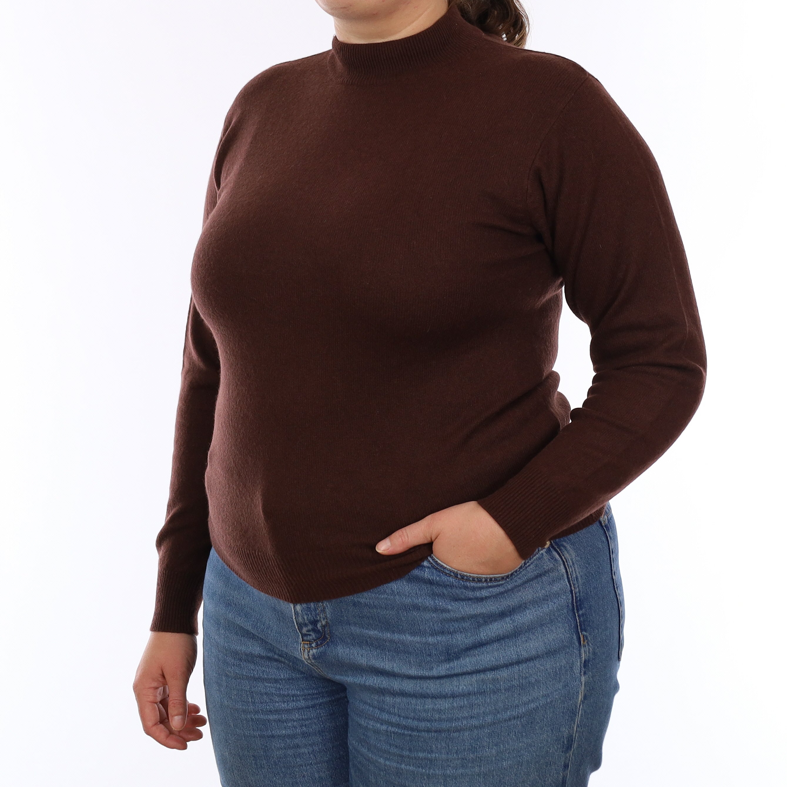 Chocolate Brown Cashmere Turtleneck Jumper Large