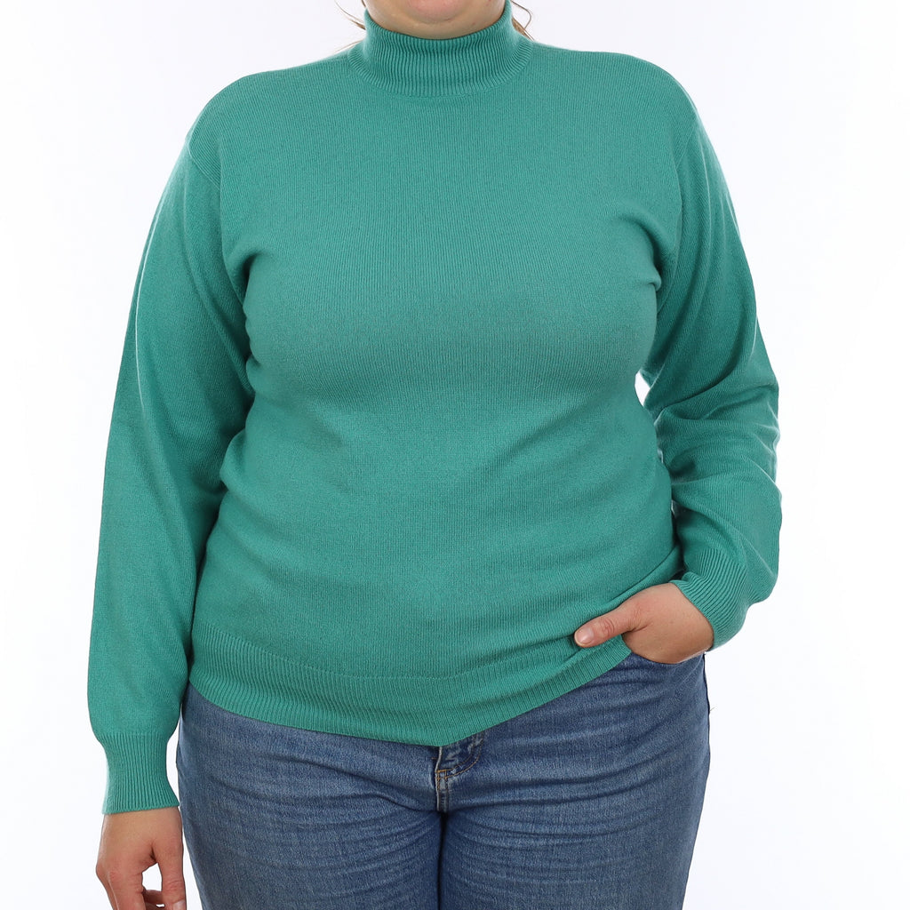 Turquoise Green Cashmere Turtleneck Jumper Large