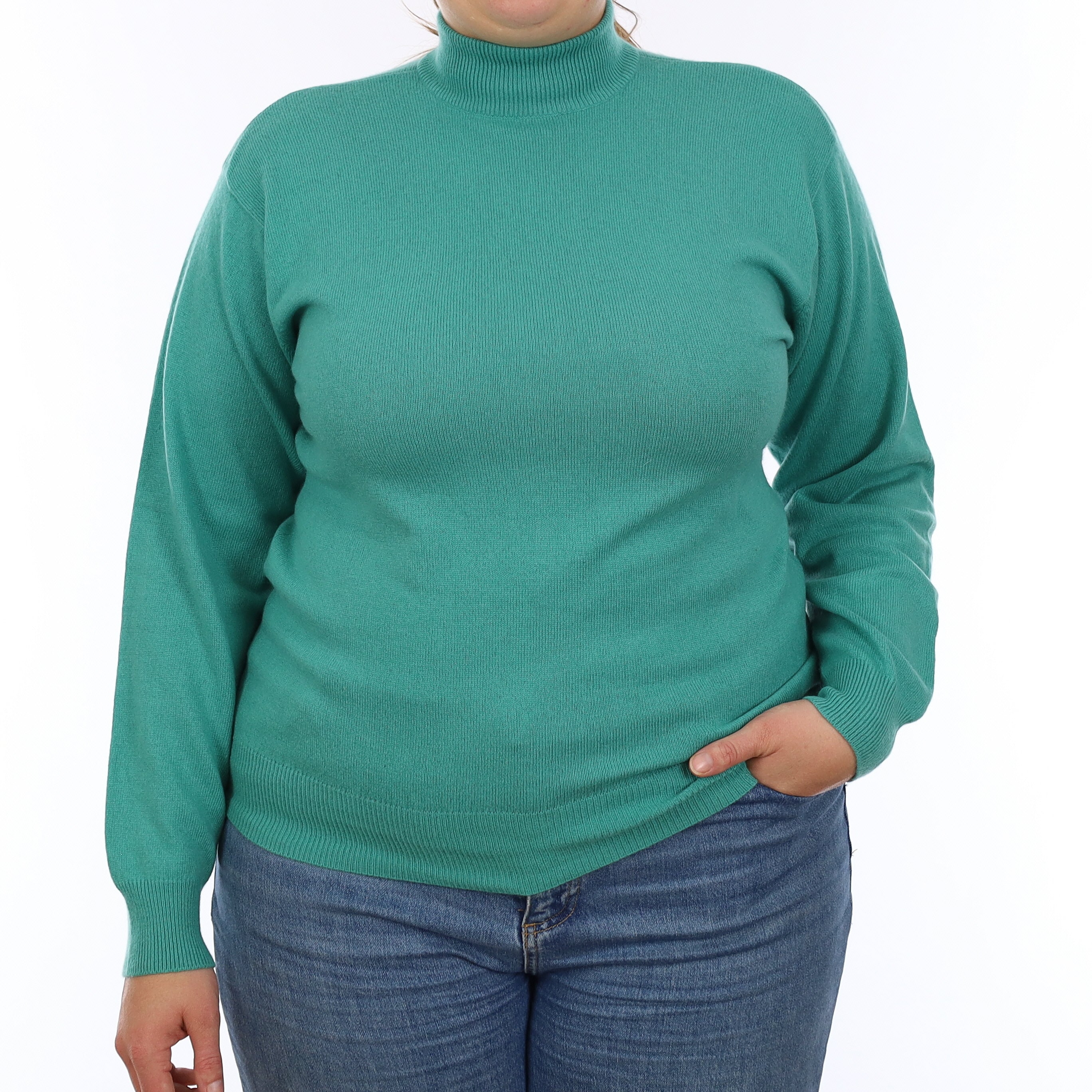 Turquoise Green Cashmere Turtleneck Jumper Large