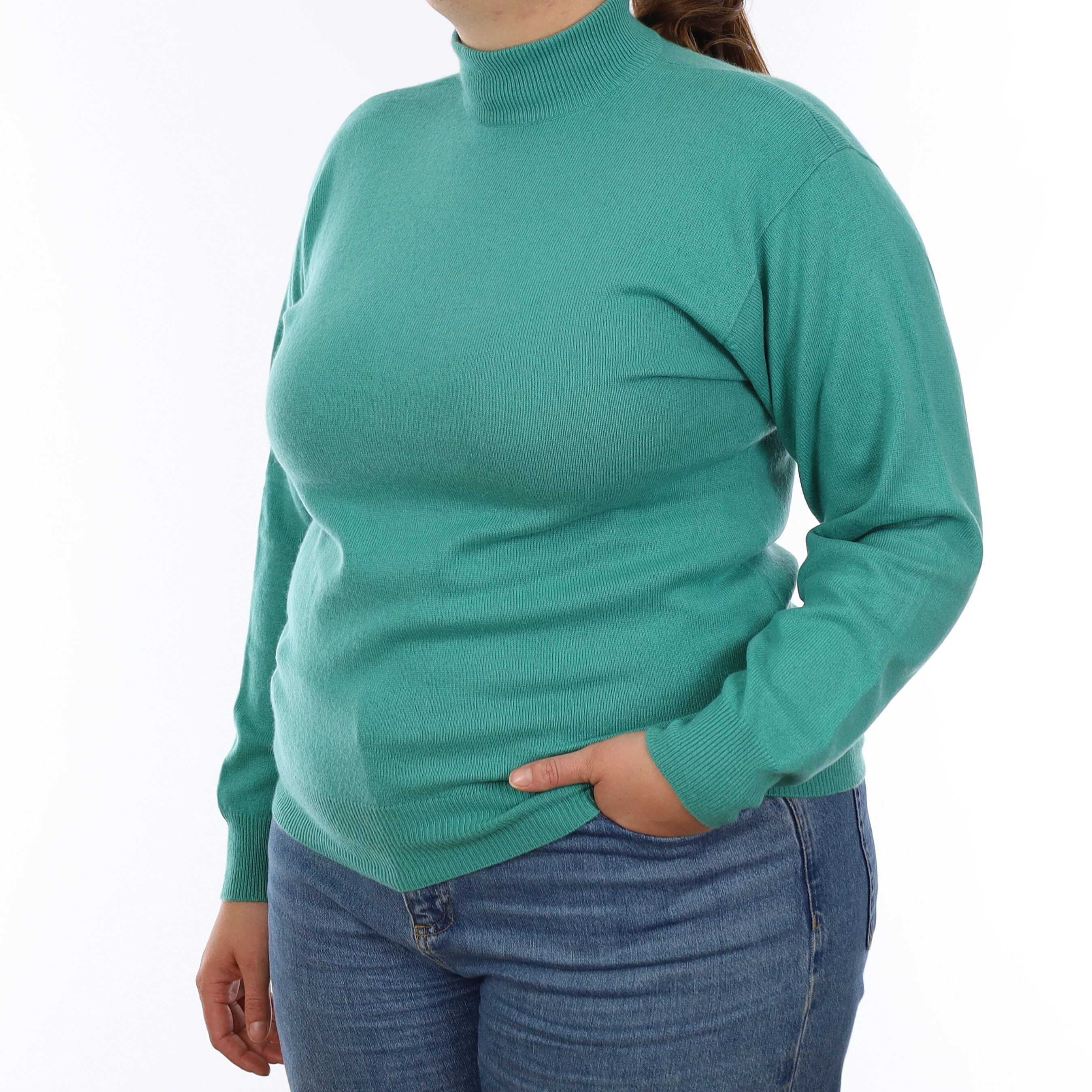Turquoise Green Cashmere Turtleneck Jumper Large