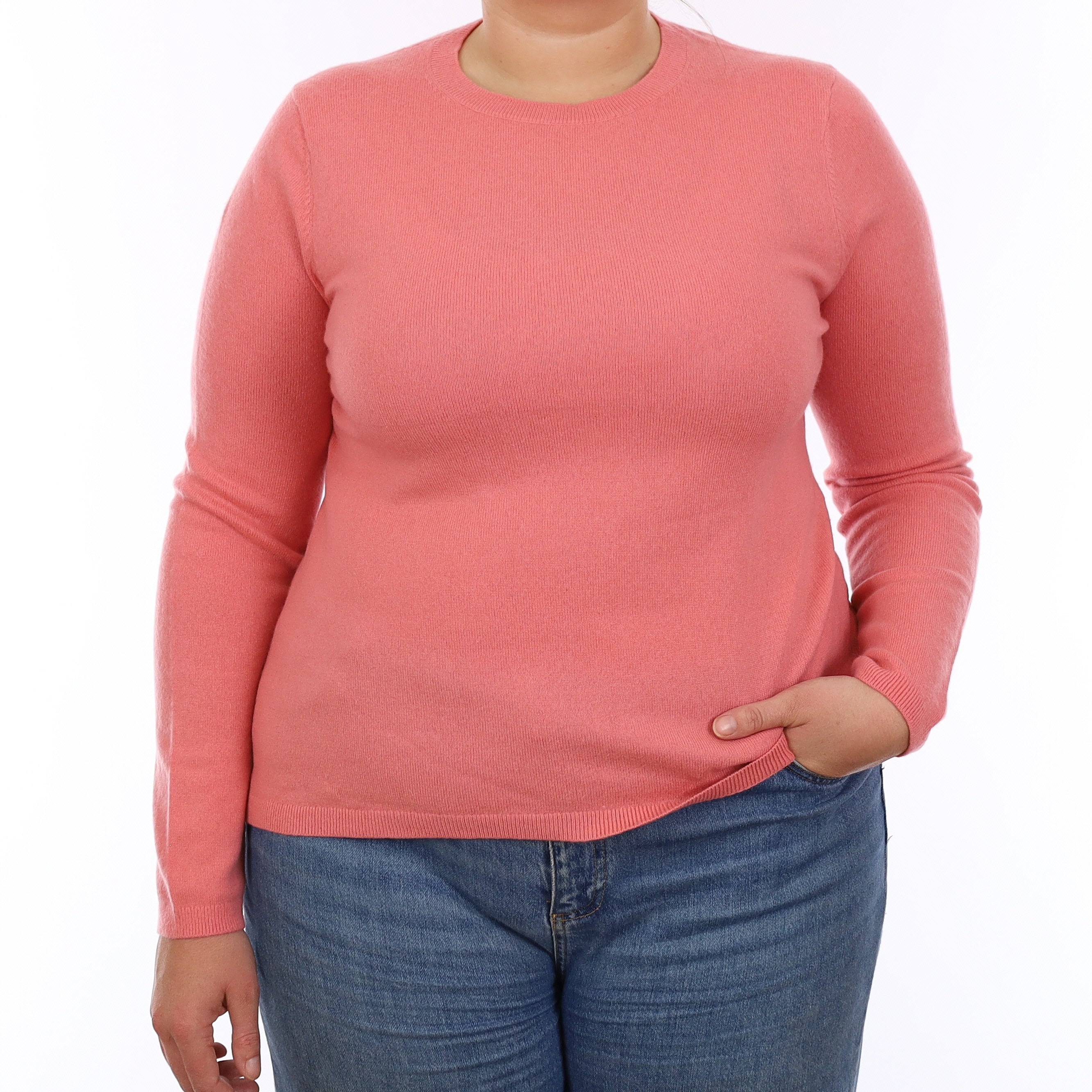 Coral Pink Cashmere Crew Neck Jumper Large