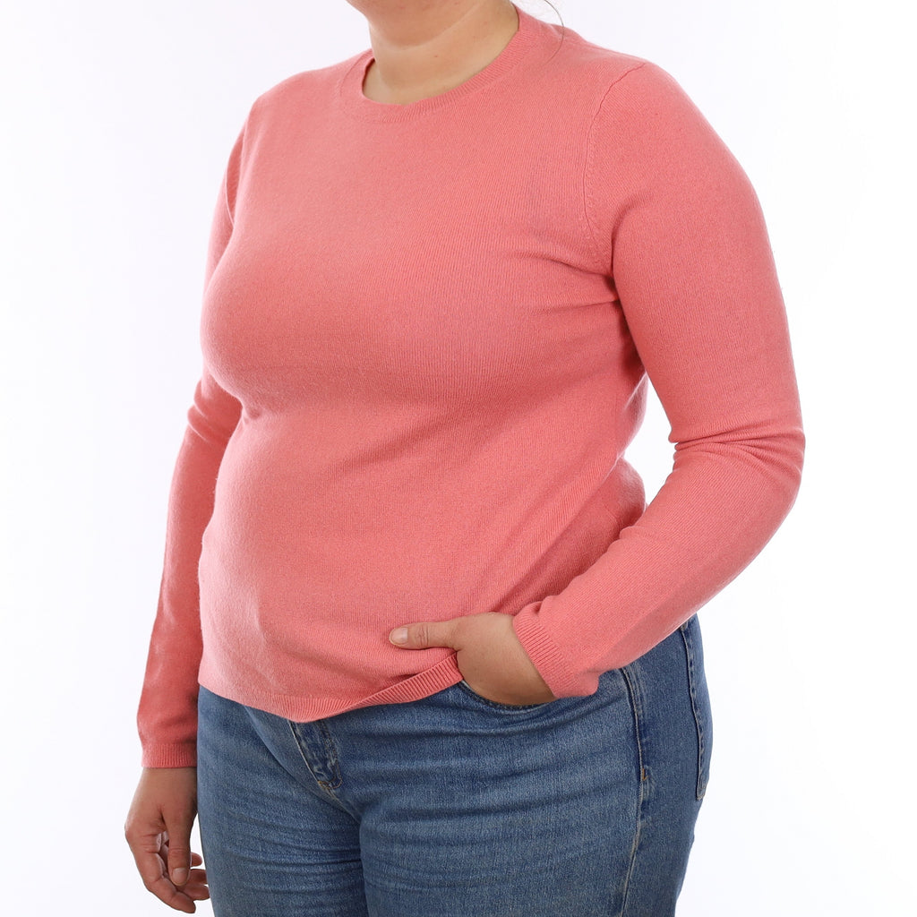 Coral Pink Cashmere Crew Neck Jumper Large
