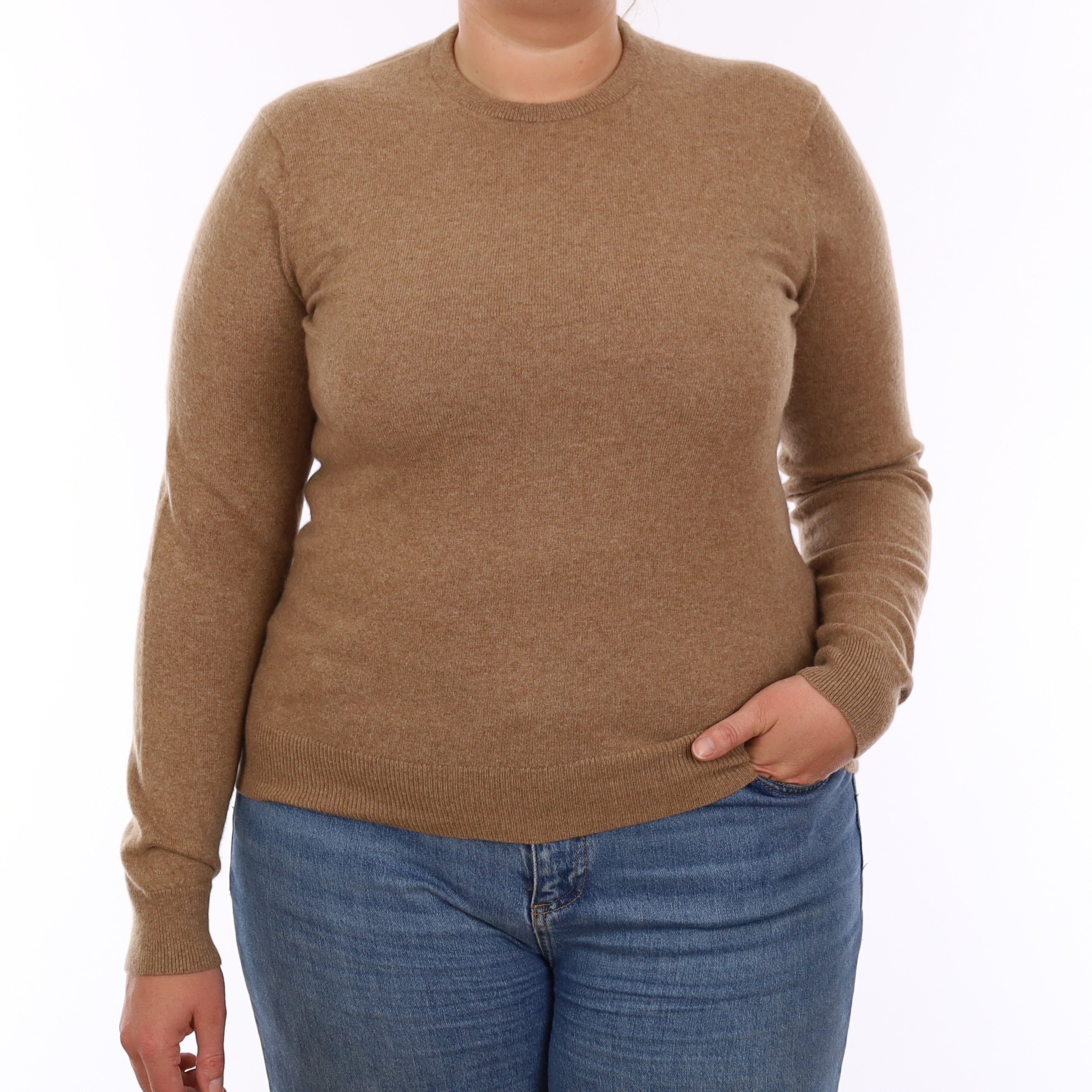 Butterscotch Brown Cashmere Crew Neck Jumper Large