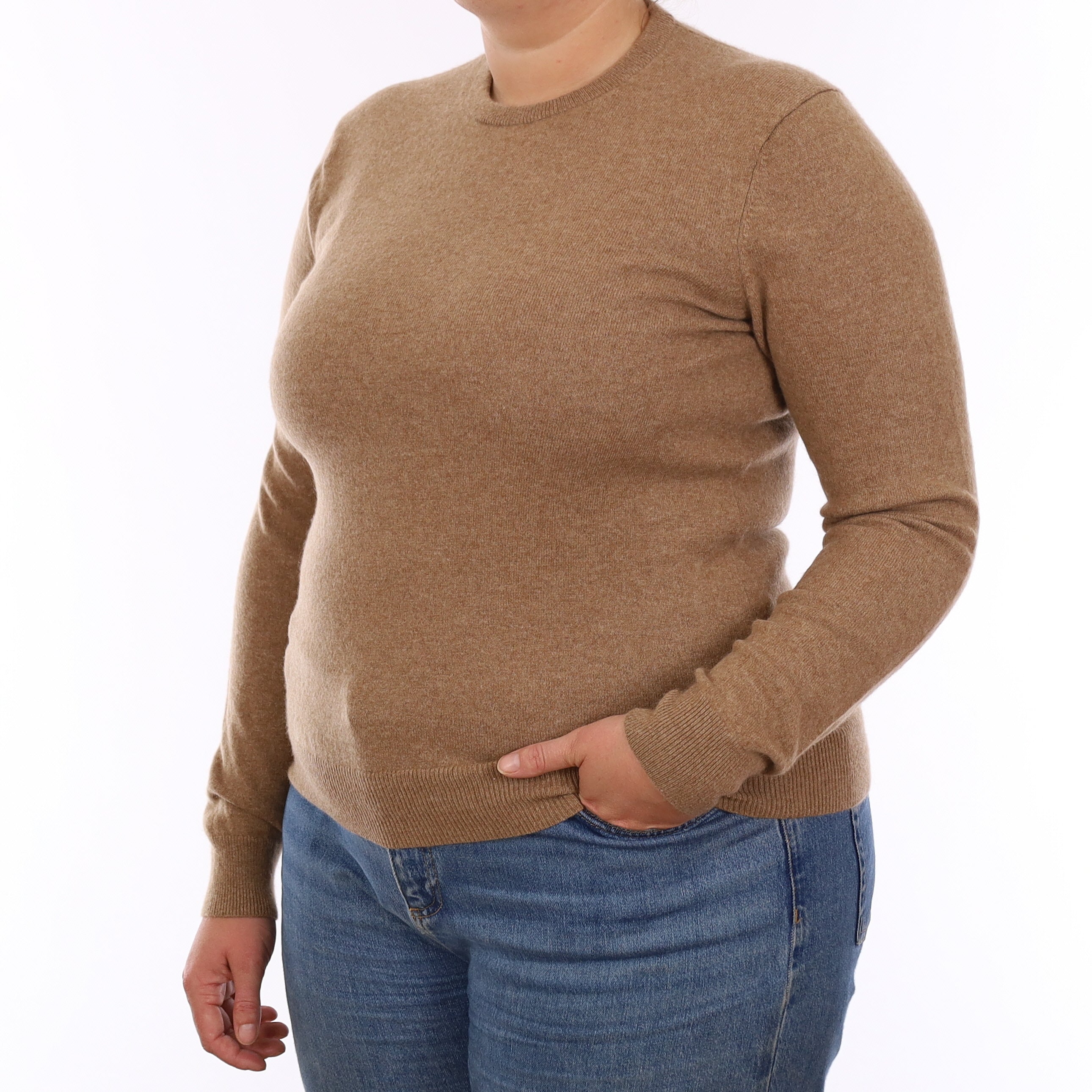 Butterscotch Brown Cashmere Crew Neck Jumper Large