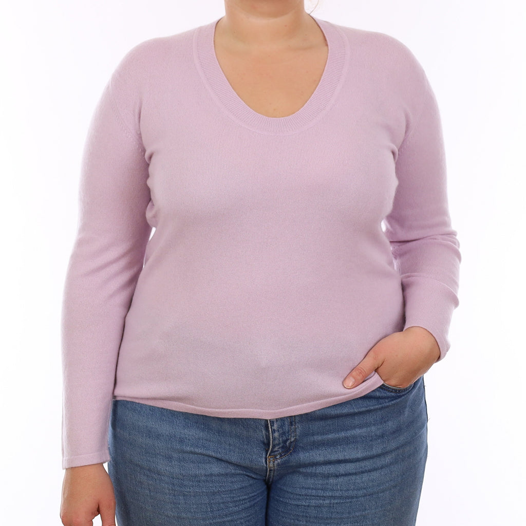 Pale Purple Cashmere Scoop Neck Jumper Large