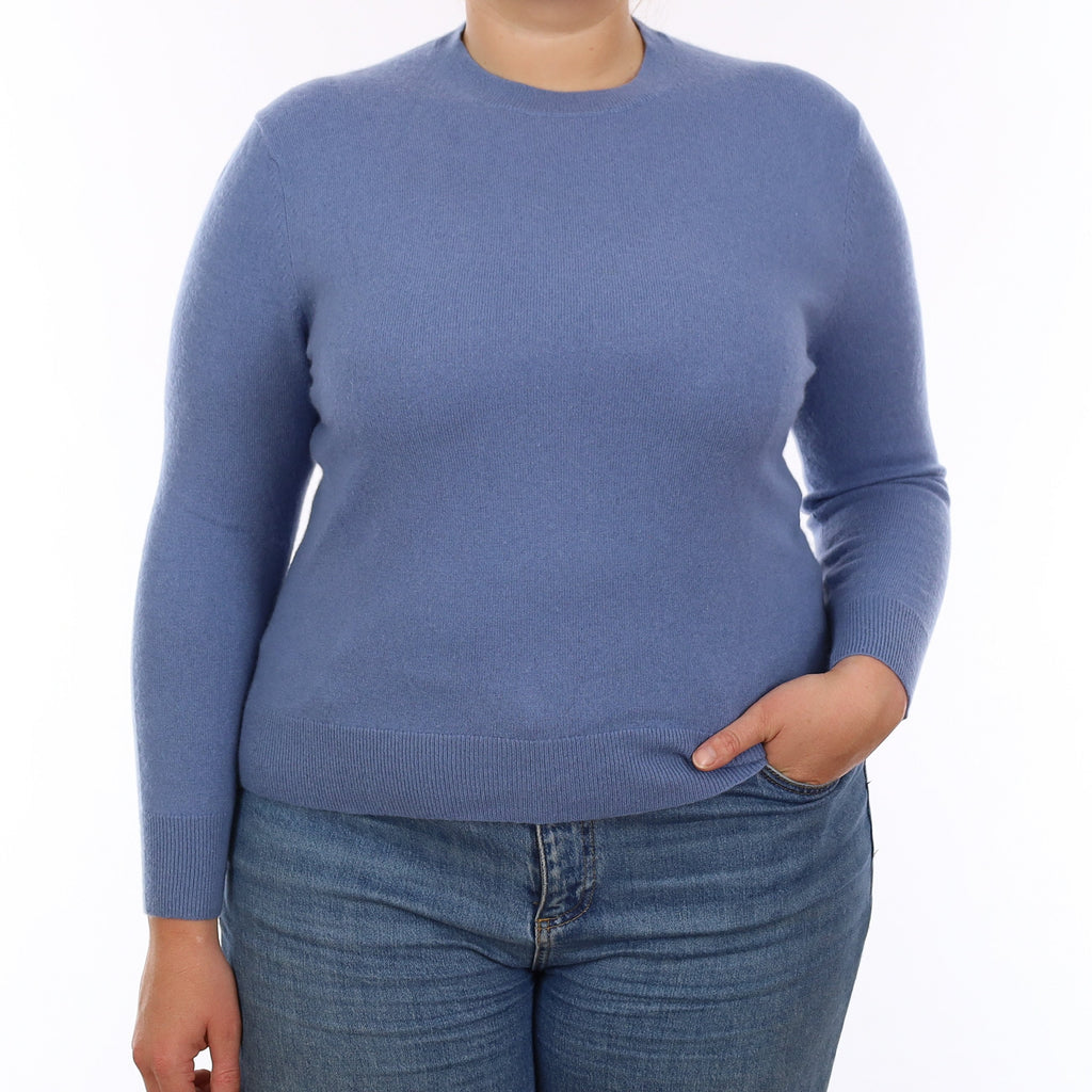 Hazy Blue Cashmere Crew Neck Jumper Large