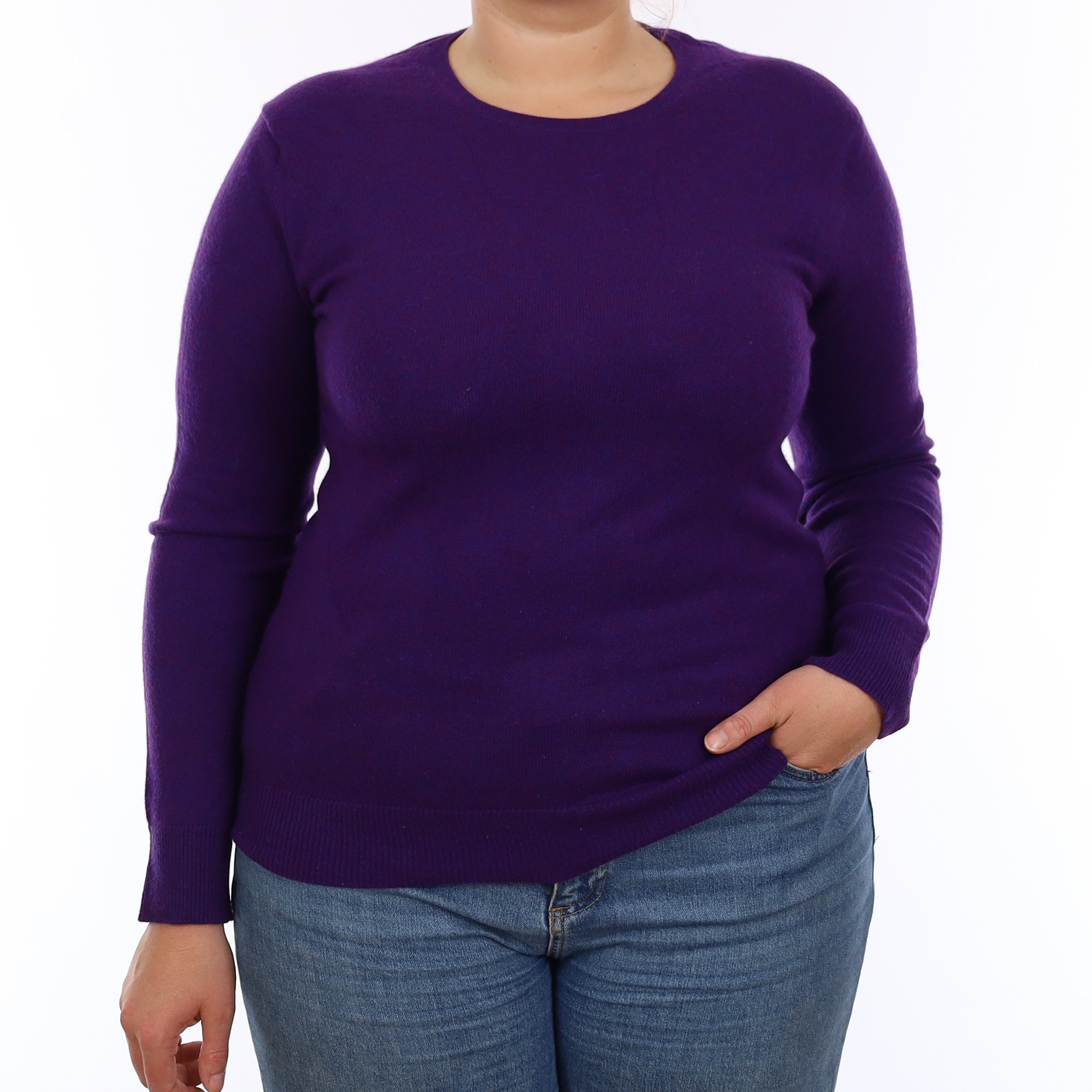 Electric Purple Marl Cashmere Crew Neck Jumper Large