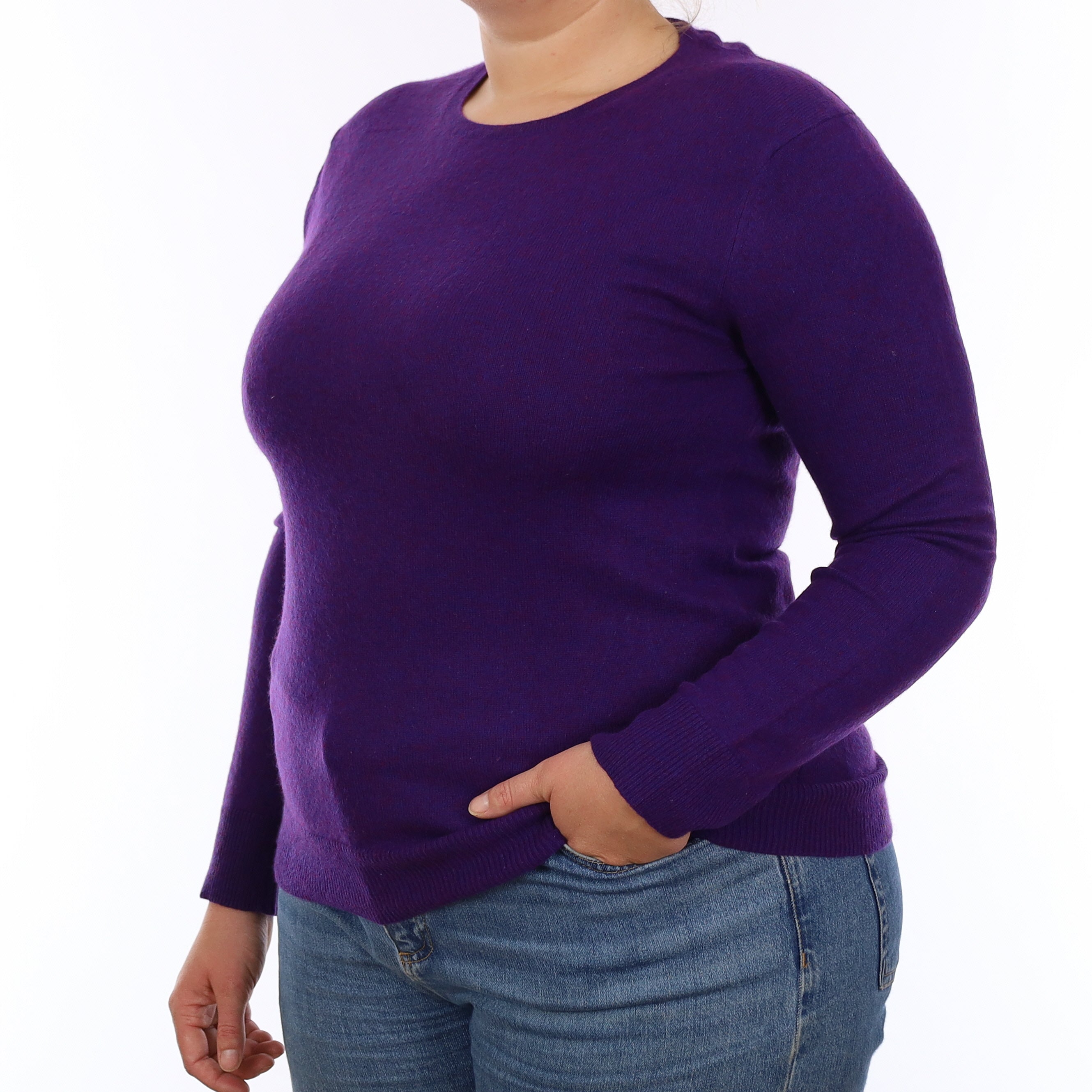 Electric Purple Marl Cashmere Crew Neck Jumper Large
