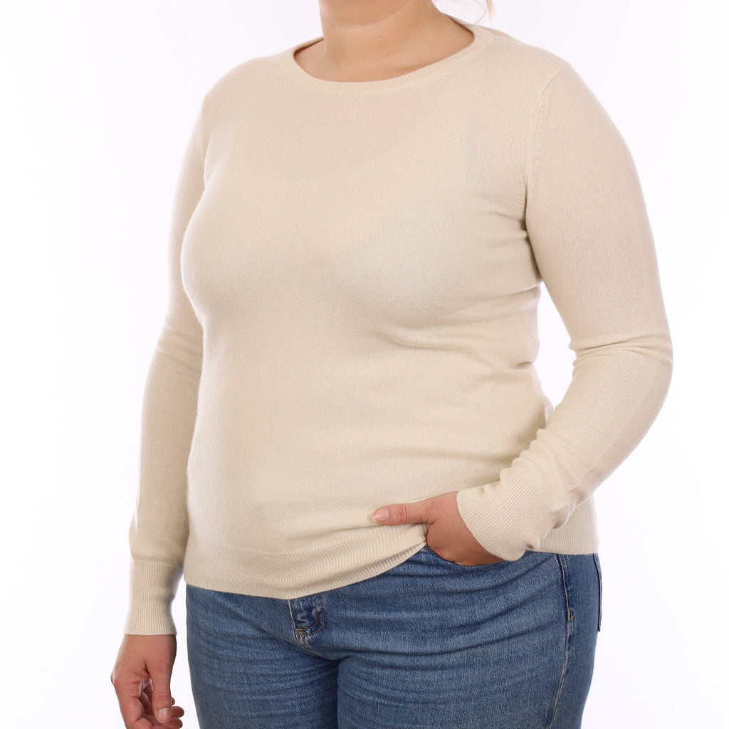 Ivory Cashmere Crew Neck Jumper Large