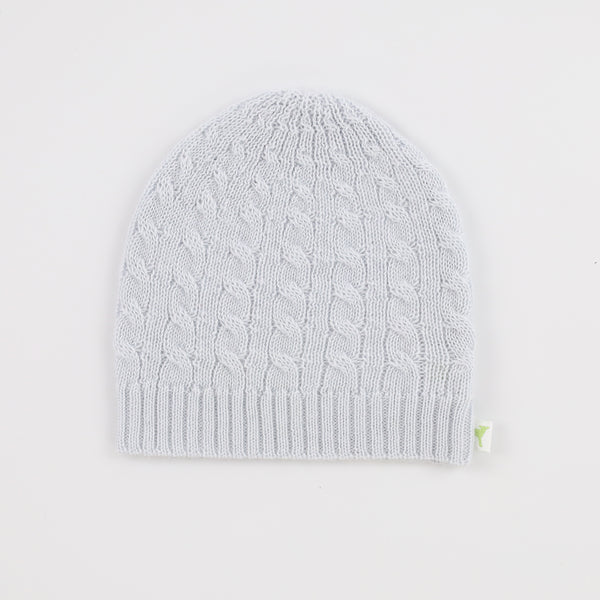 Brand New Ice Blue Cable Cashmere Baby Beanie 0-9 Months