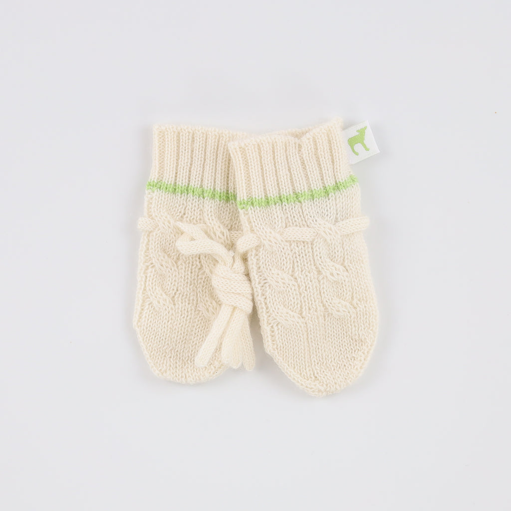 Brand New Ivory and Green Cashmere Baby Mittens Newborn