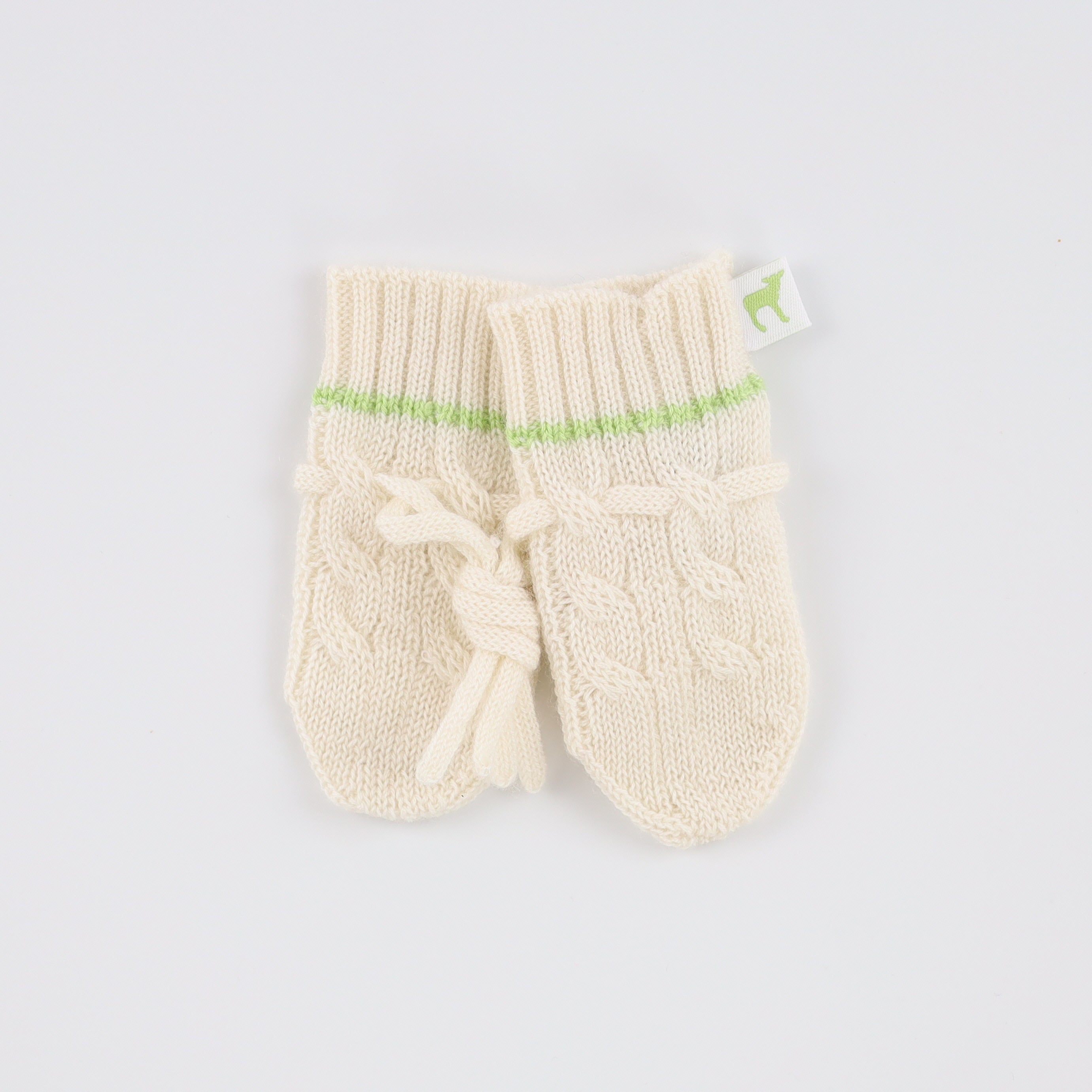 Brand New Ivory and Green Cashmere Baby Mittens Newborn
