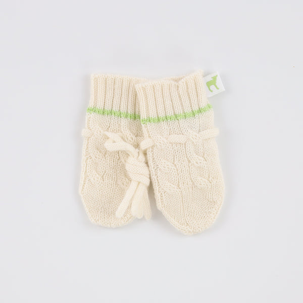 Brand New Ivory and Green Cashmere Baby Mittens Newborn