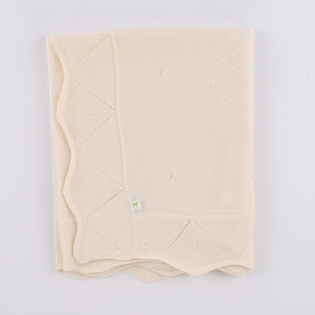 Brand New Ivory Pointelle Cashmere Baby Blanket