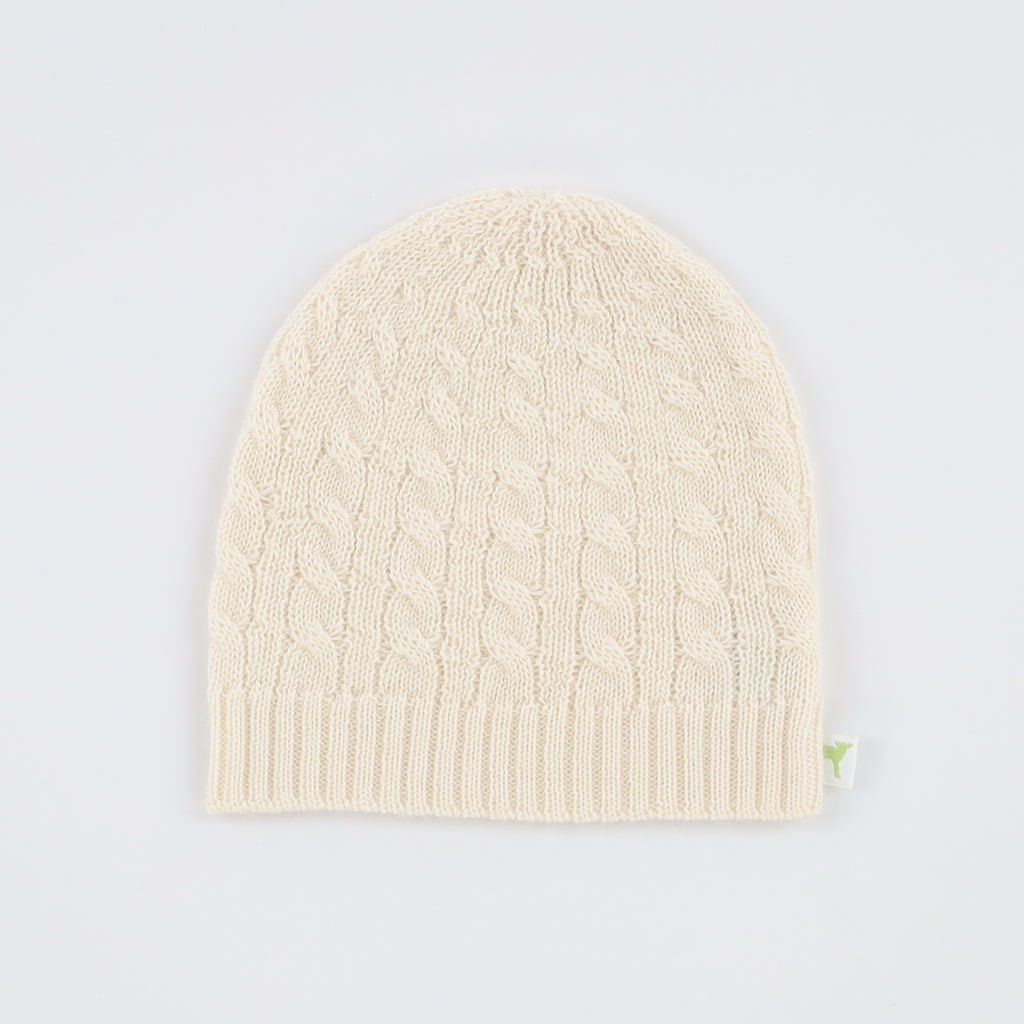 Brand New Ivory Cable Cashmere Baby Beanie 0-9 Months