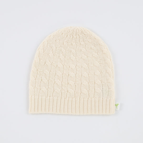 Brand New Ivory Cable Cashmere Baby Beanie 0-9 Months
