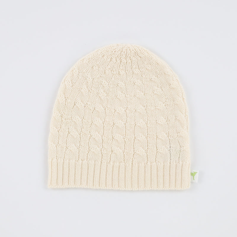 Brand New Ivory Cable Cashmere Baby Beanie 0-9 Months