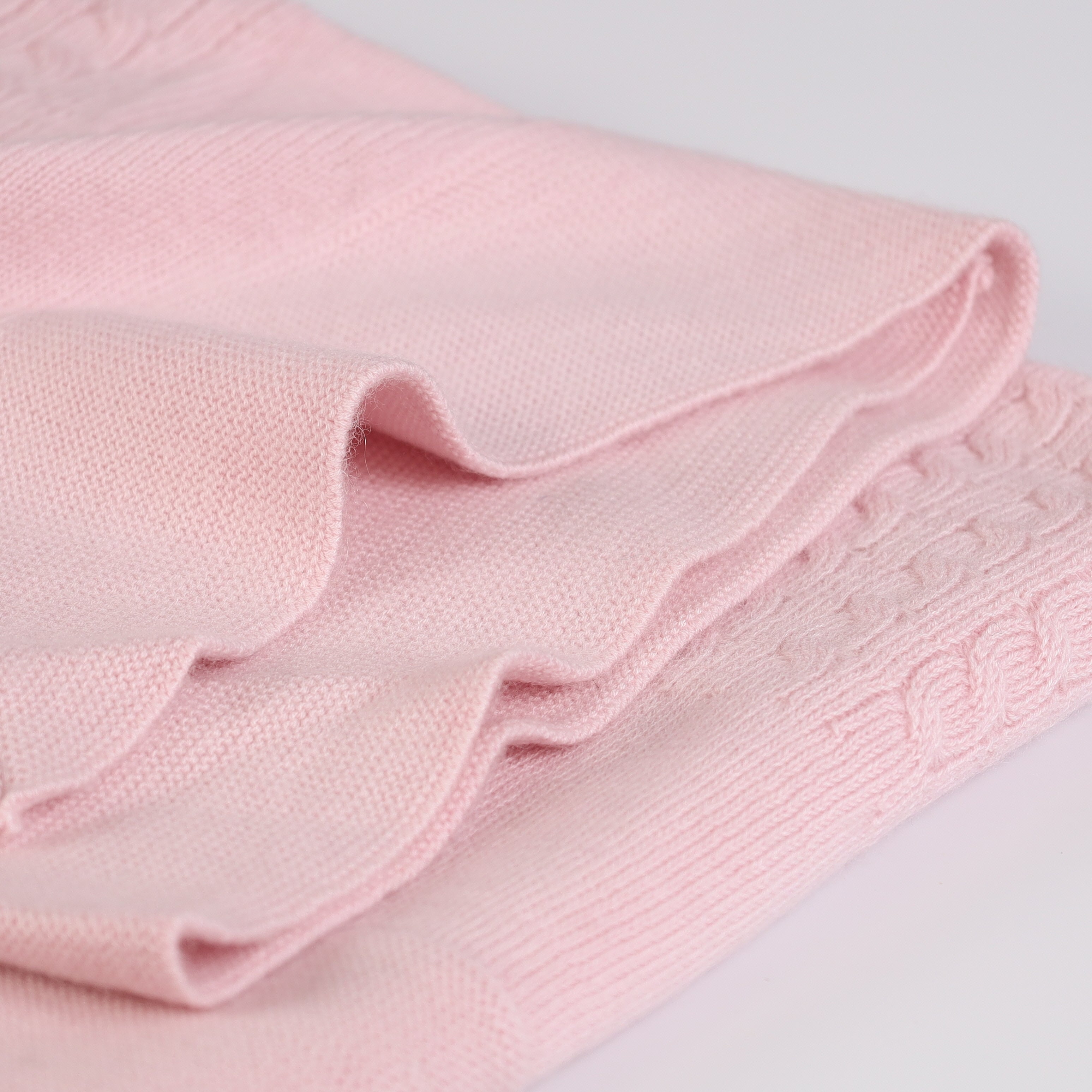 Brand New Baby Pink Cable Knit Cashmere Baby Blanket