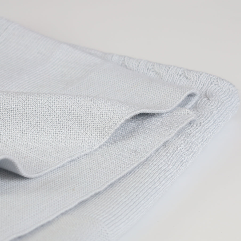 Brand New Ice Blue Cable Knit Cashmere Baby Blanket