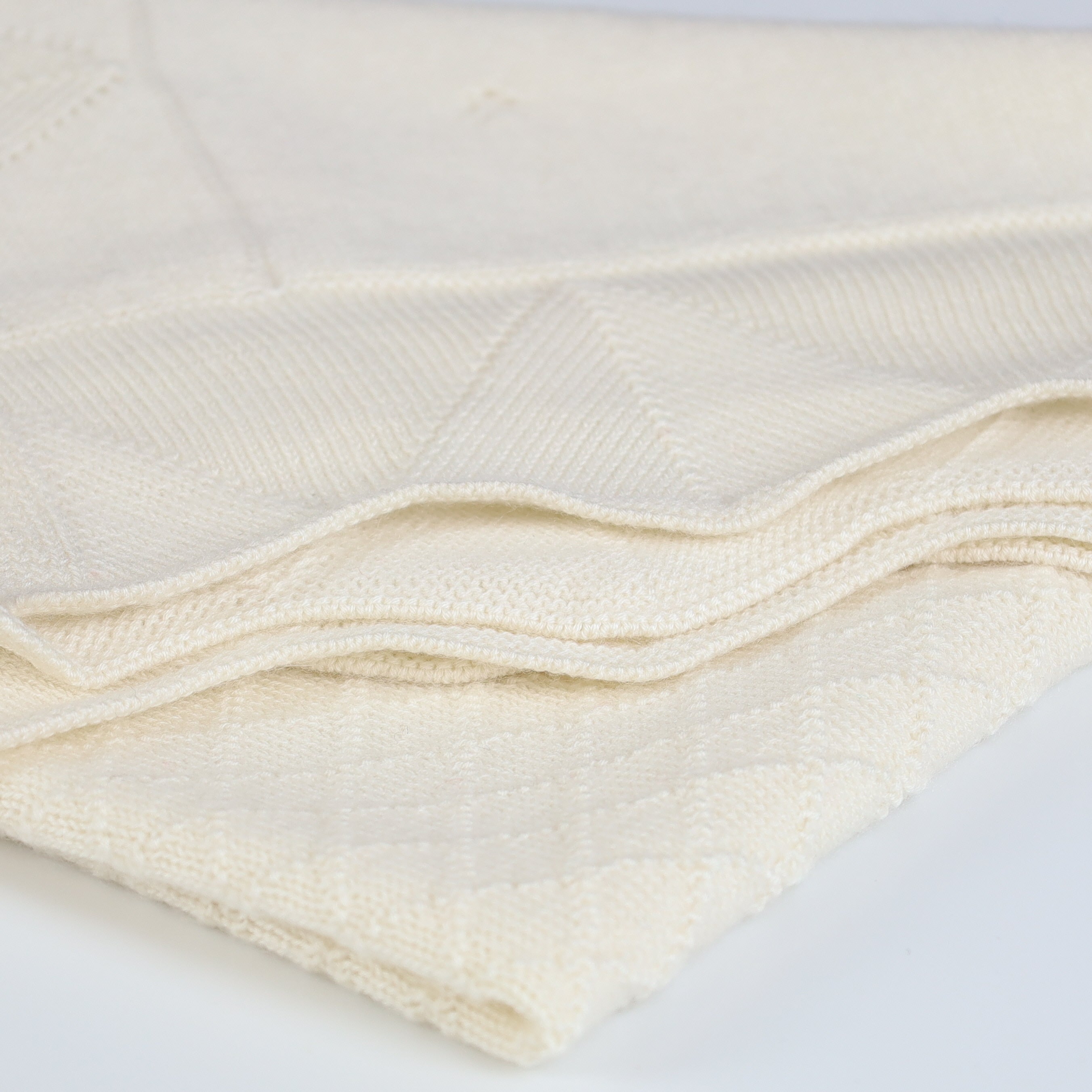 Brand New Ivory Pointelle Cashmere Baby Blanket